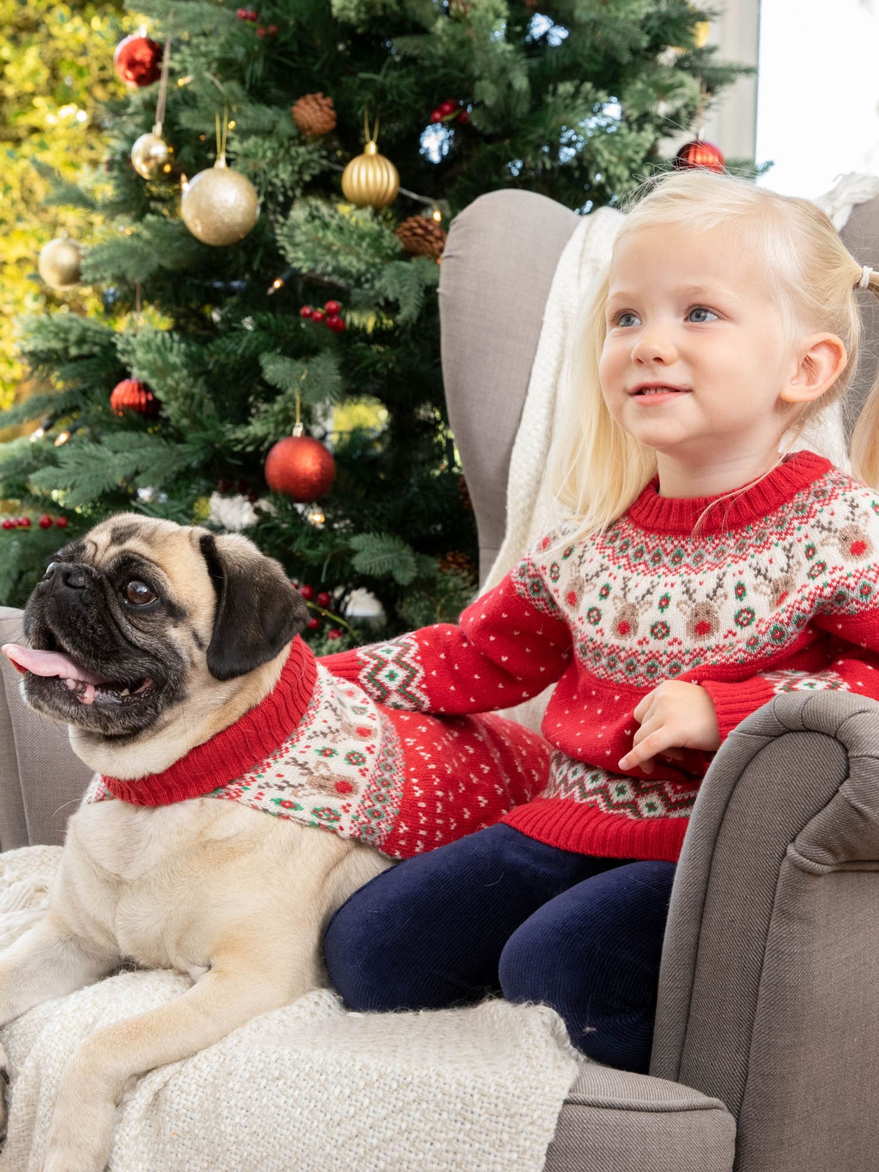 Red Knitted Christmas Reindeer Fair Isle Pattern Pets Jumper - Image 2 of 3