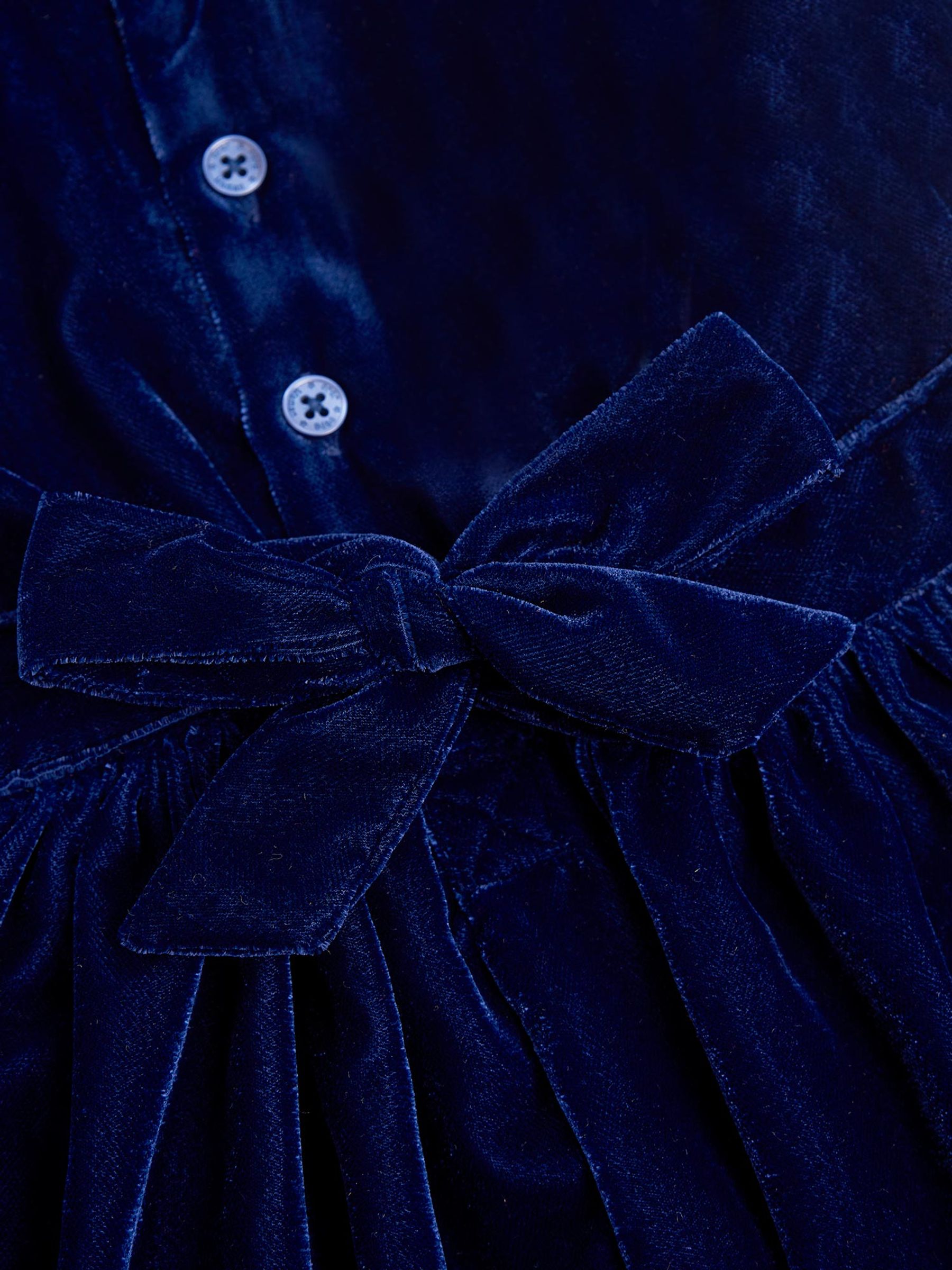 Navy Velvet Smocked Party Dress - Image 3 of 3