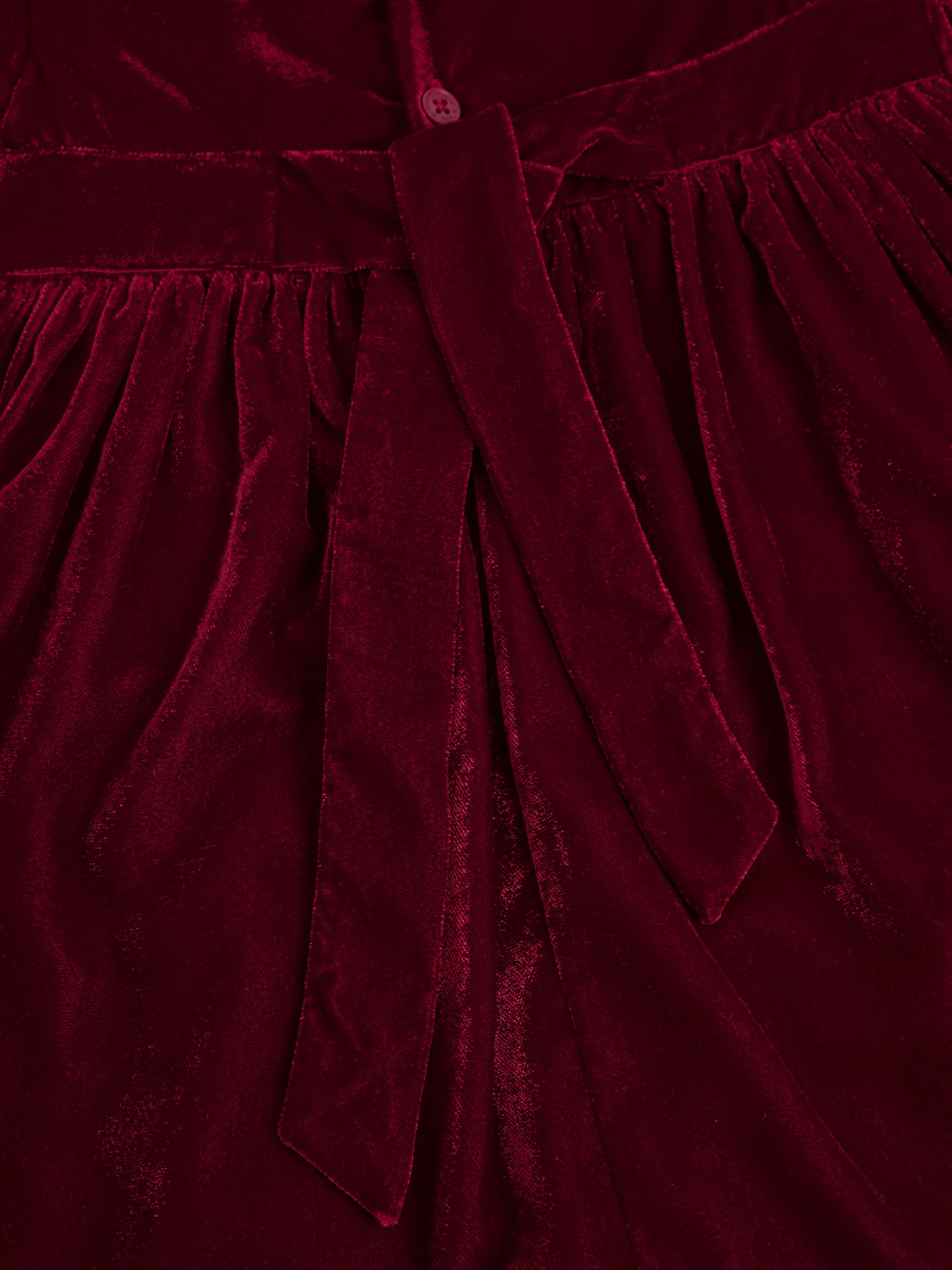 Red Smocked Velvet Party Dress - Image 5 of 5