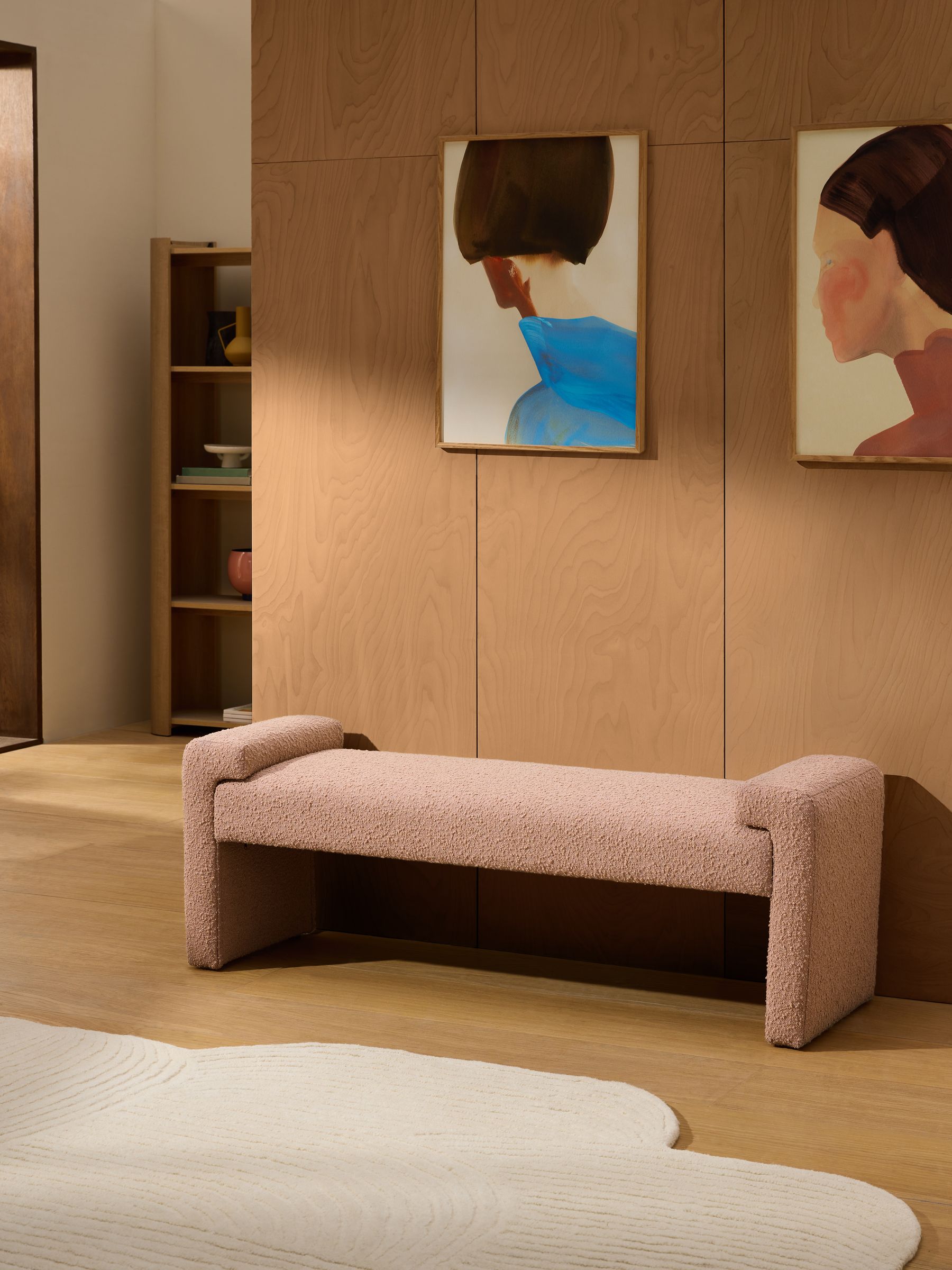 Brixton Bench in Plaster Pink Boucle - Image 1 of 7 Brixton Bench in Plaster Pink Boucle - Image 1 of 7