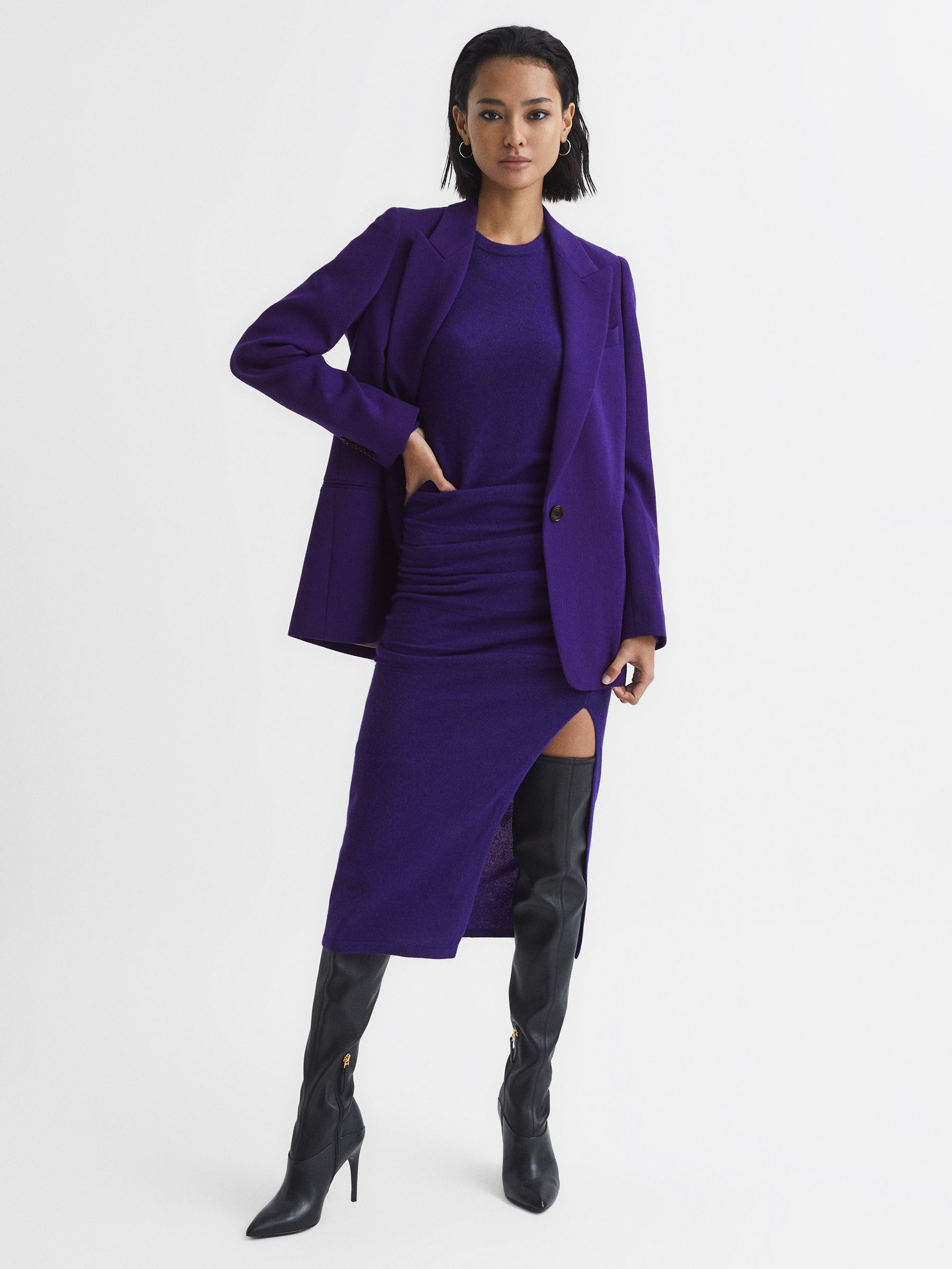 Ruched Midi Dress in Purple - Image 6 of 6