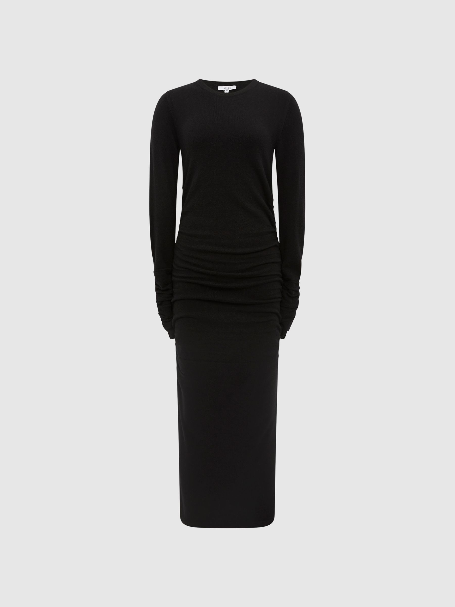 Ruched Midi Dress in Black - Image 2 of 5