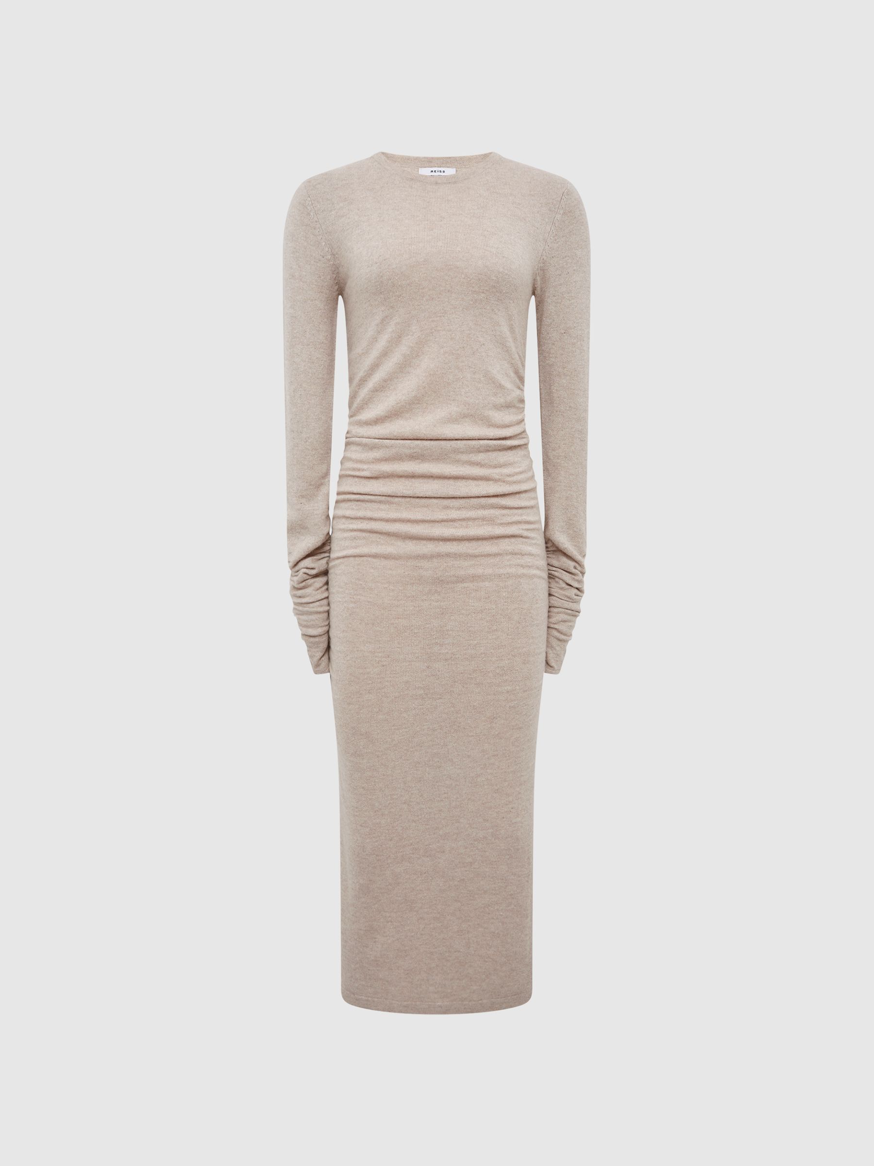Ruched Midi Dress in Neutral - Image 2 of 8