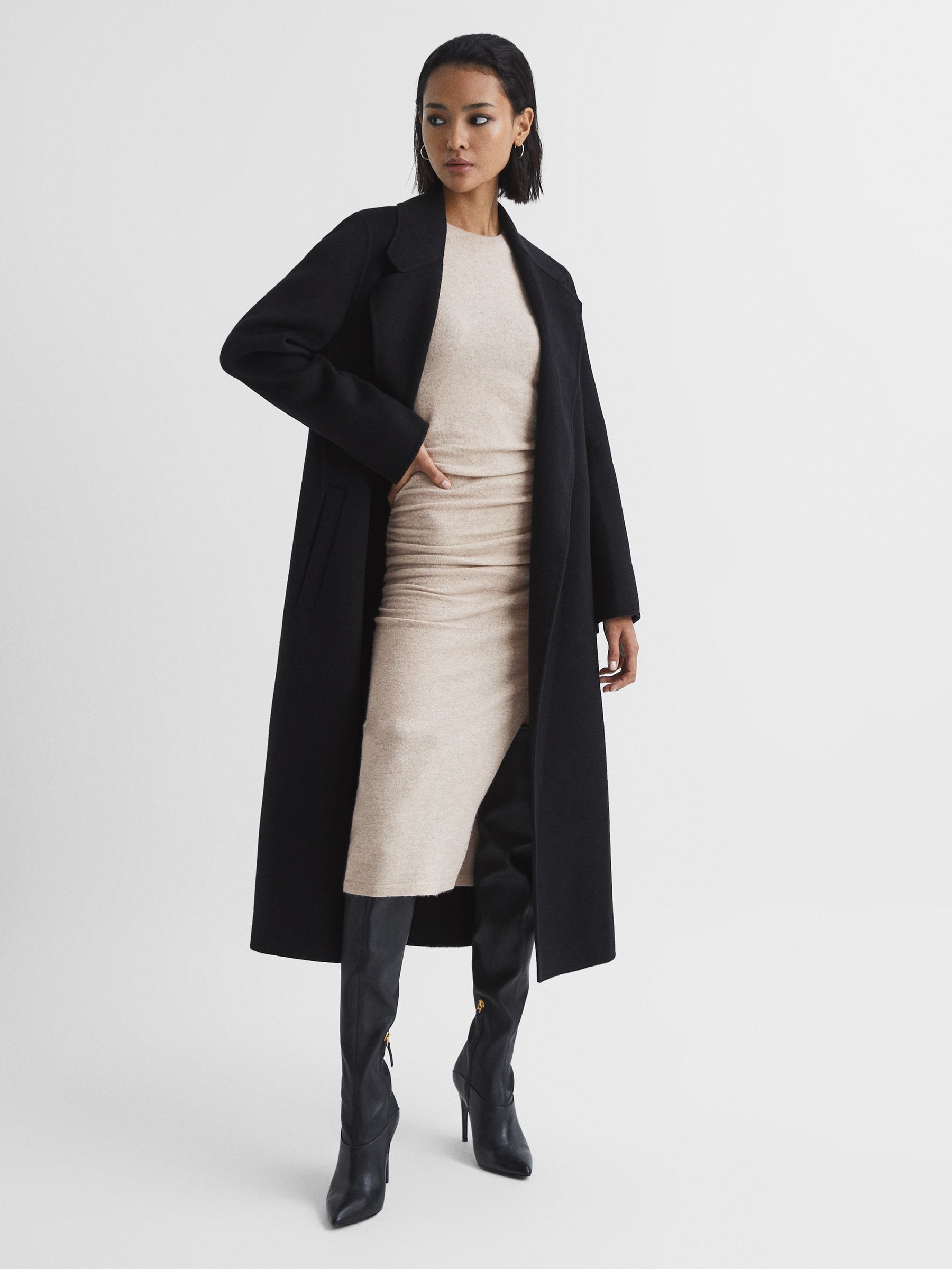 Ruched Midi Dress in Neutral - Image 8 of 8