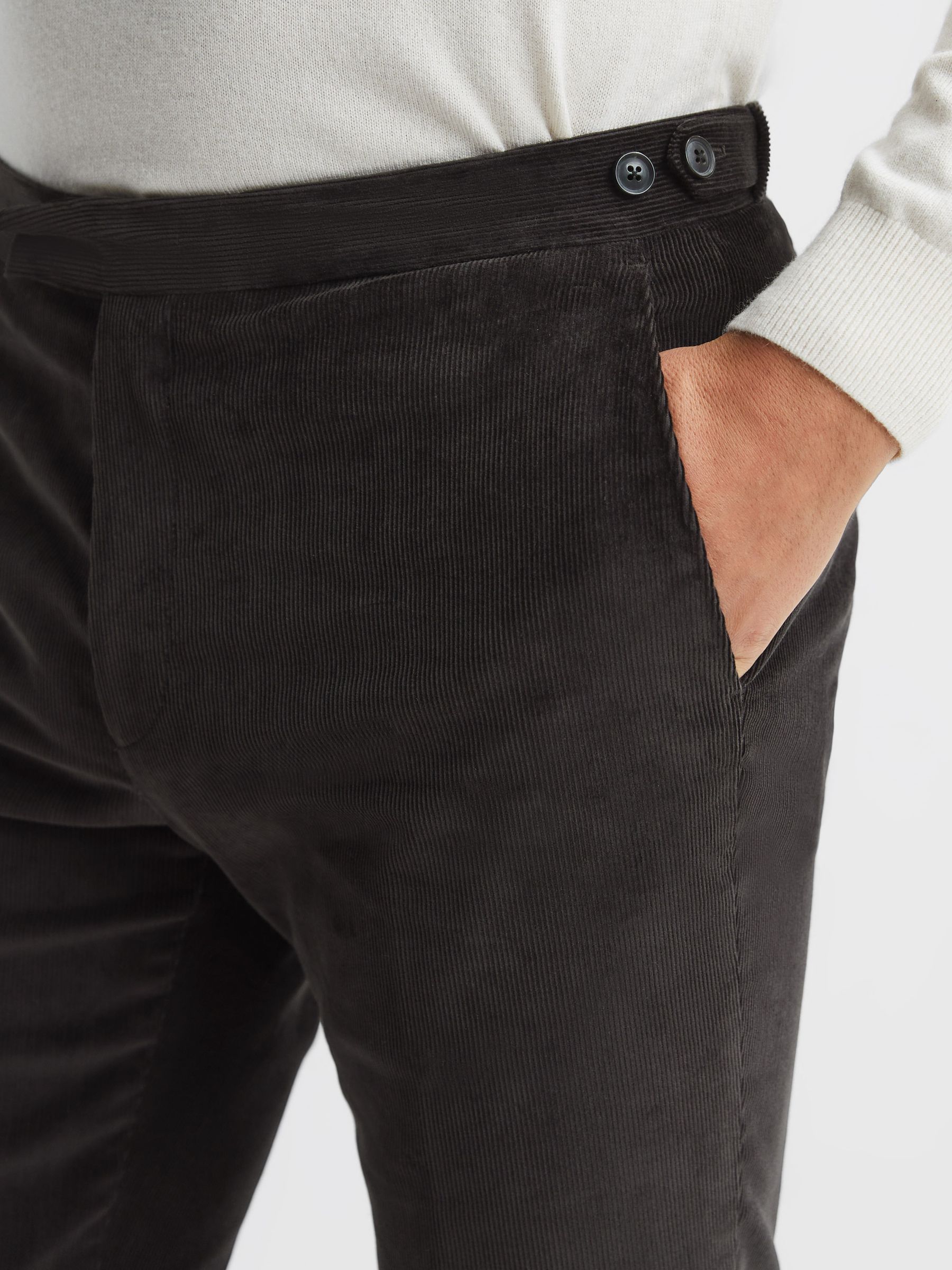 Holborn Chocolate Fine Cord Formal Tailored Fit Trousers - Image 4 of 6