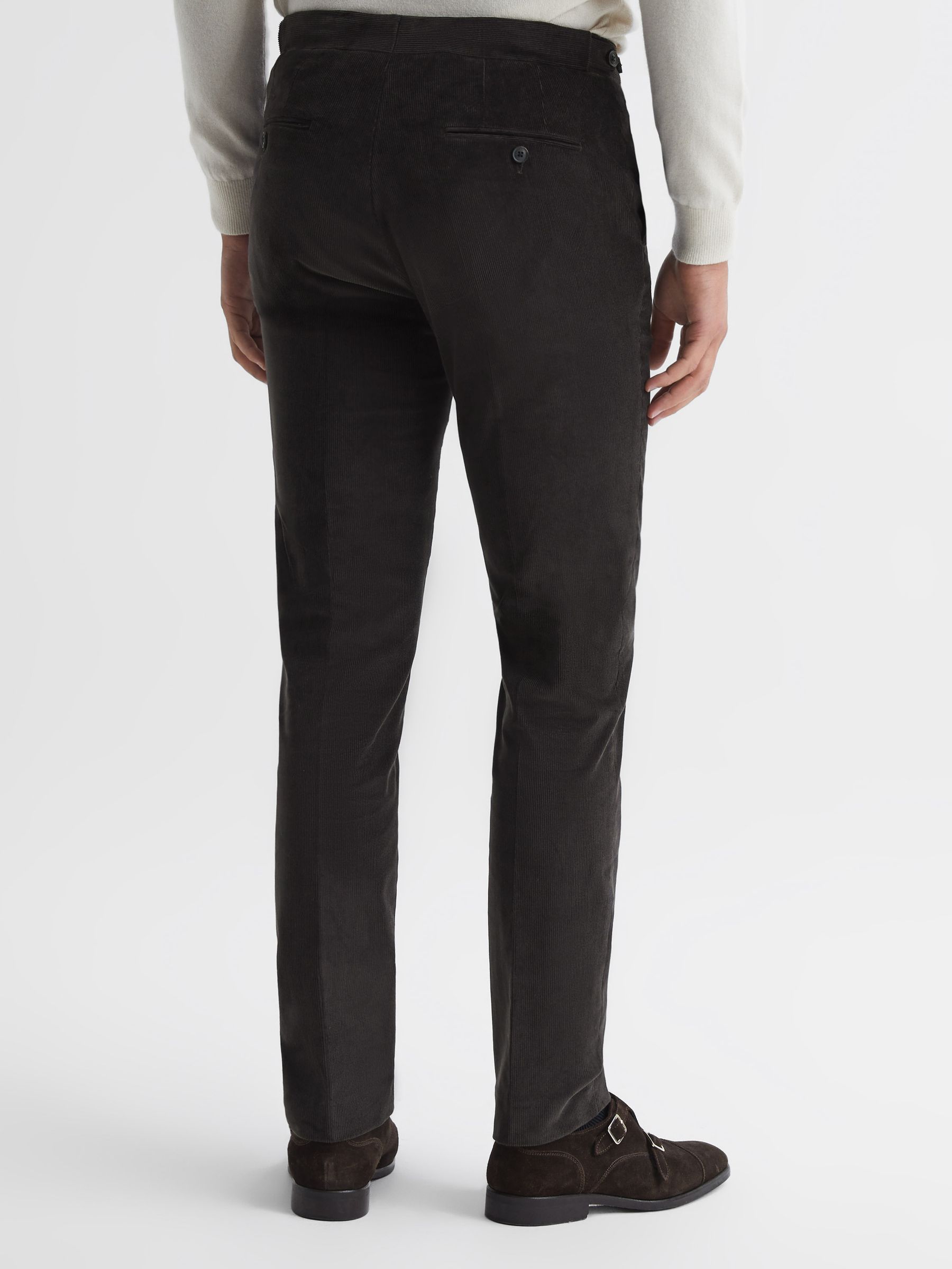 Holborn Chocolate Fine Cord Formal Tailored Fit Trousers - Image 5 of 6