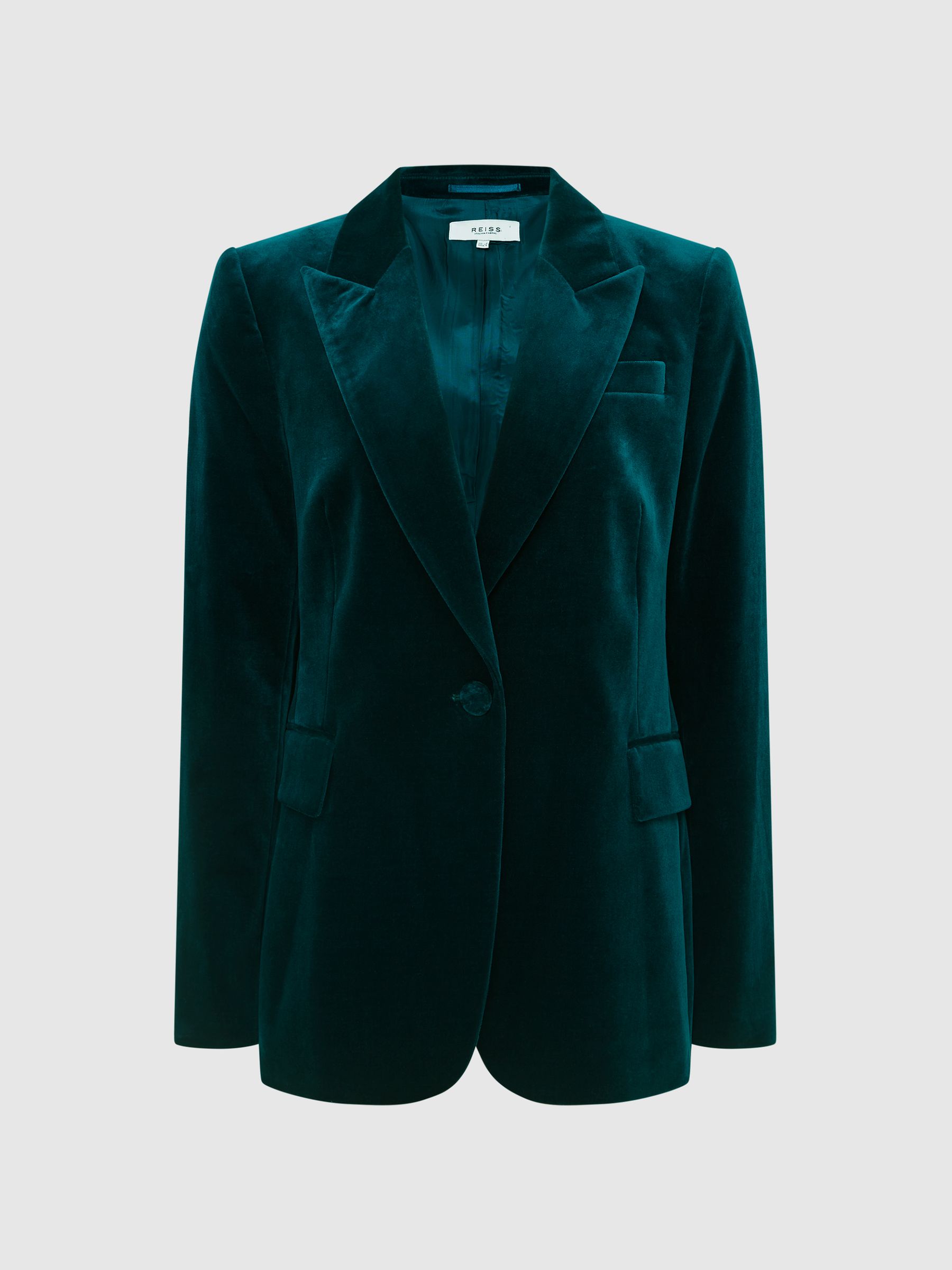 Velvet Blazer in Dark Teal - Image 2 of 7