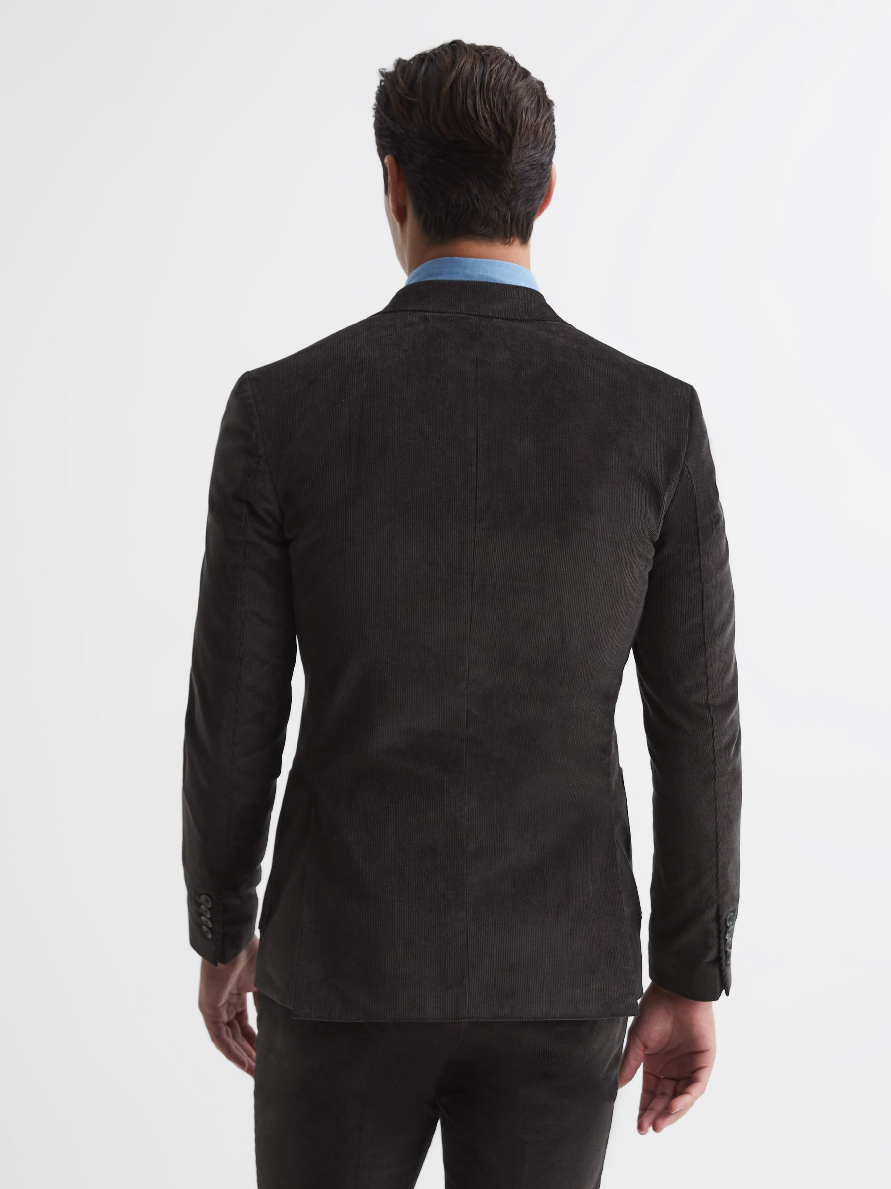 Holborn Chocolate Double Breasted Fine Cord Regular Fit Blazer - Image 5 of 10