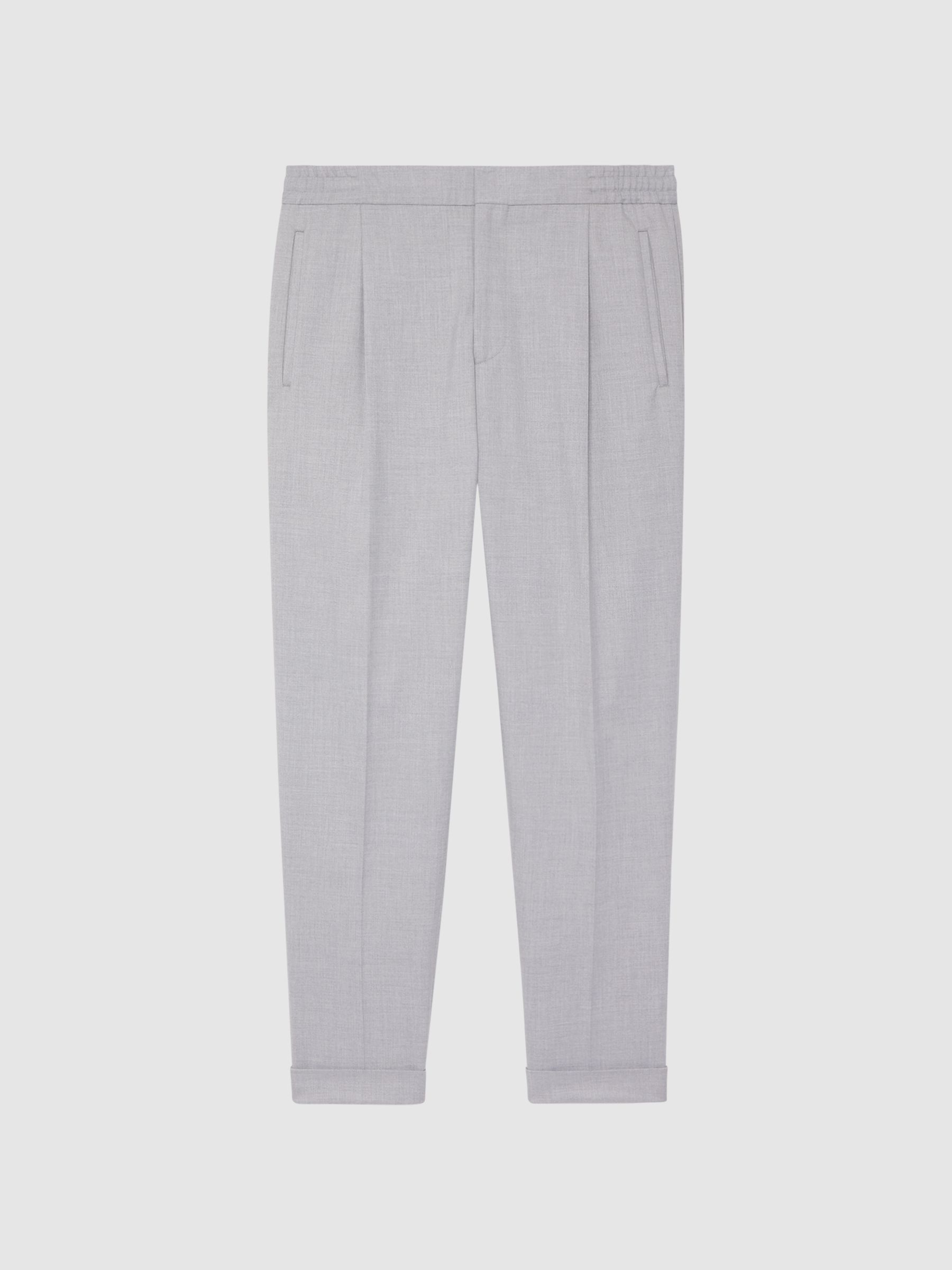 Relaxed Drawstring Trousers with Turn-Ups in Grey - Image 2 of 7
