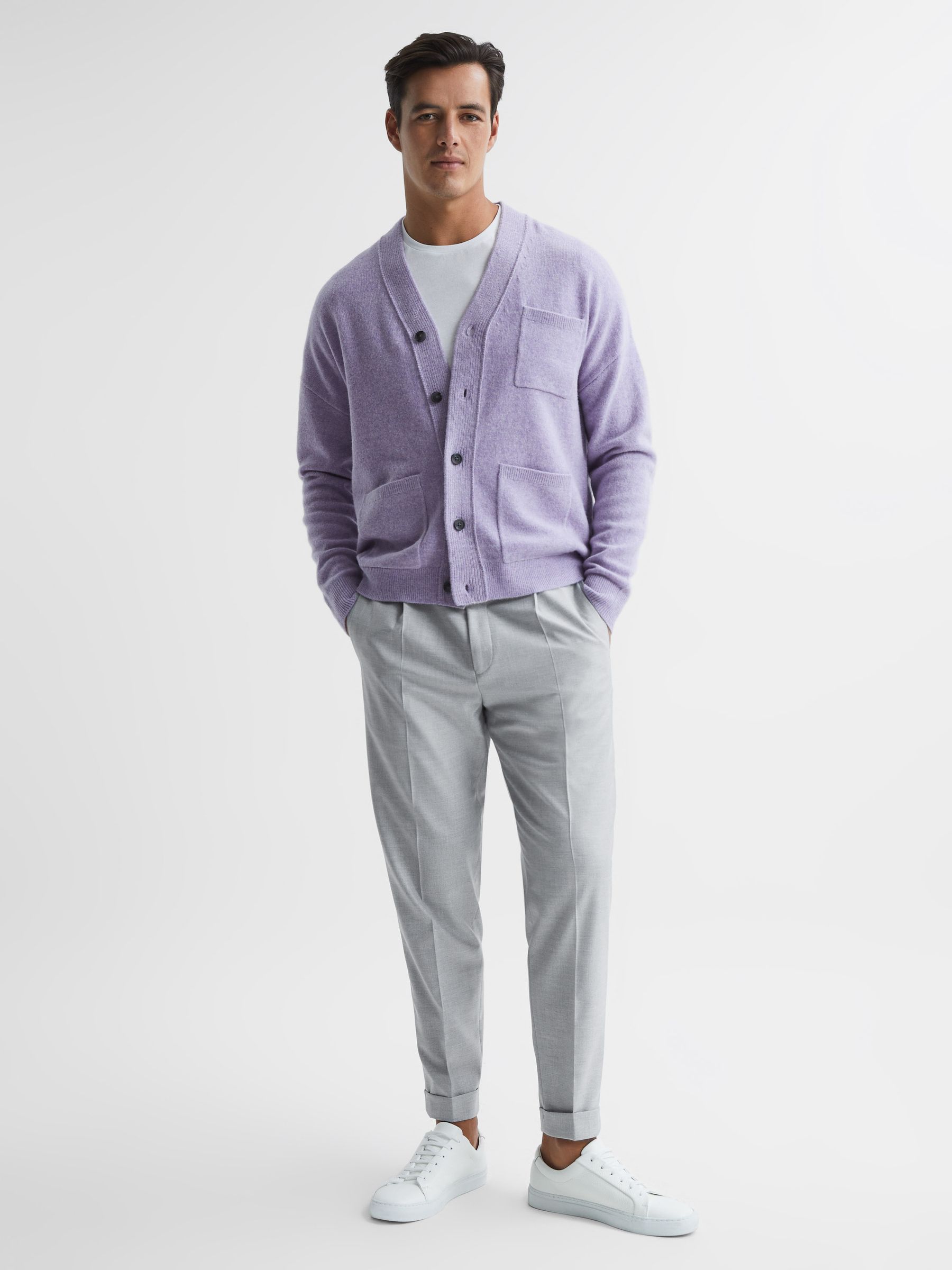 Relaxed Drawstring Trousers with Turn-Ups in Grey - Image 7 of 7