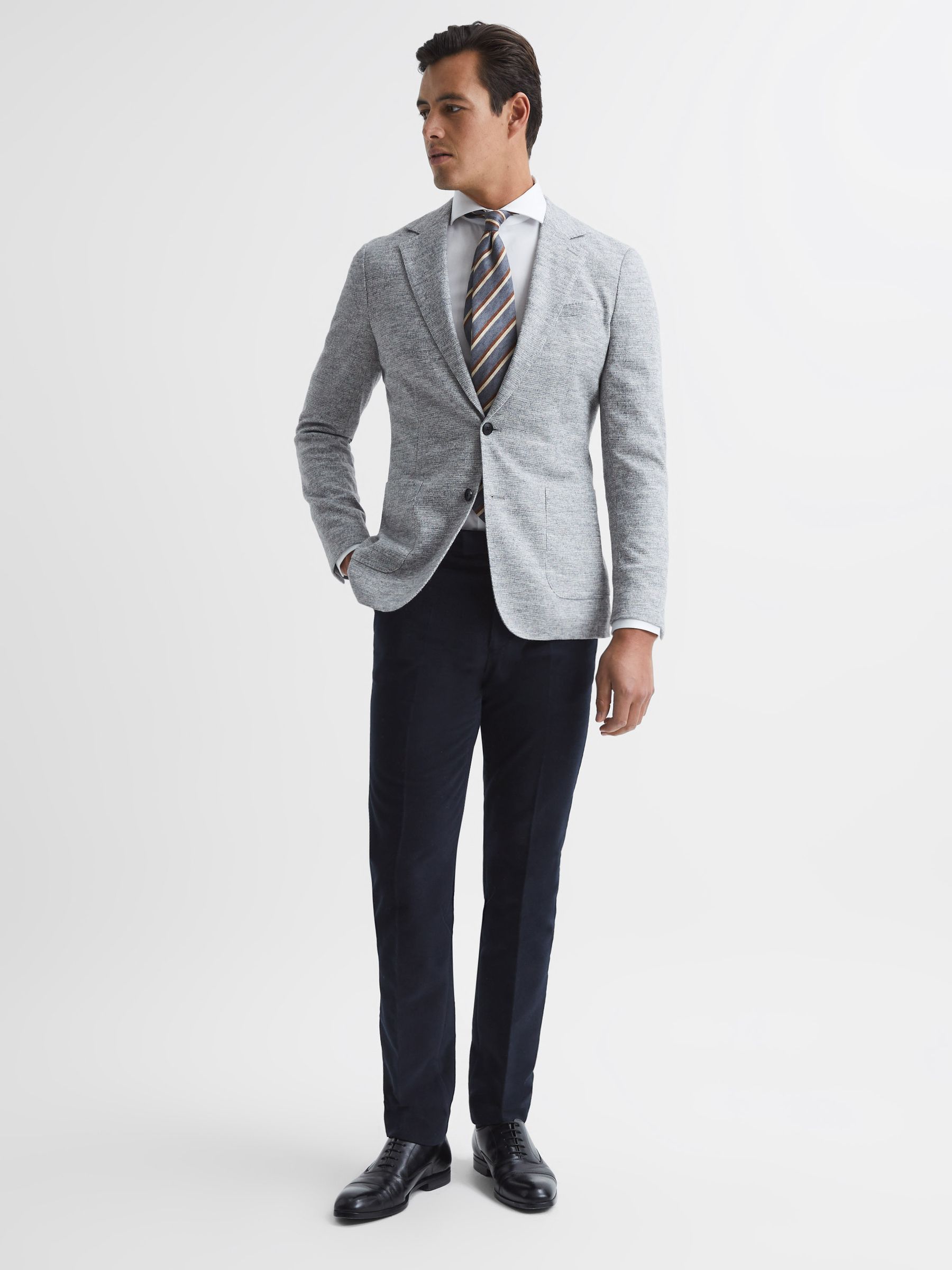 Slim Fit Moleskin Trousers in Navy - Image 6 of 6