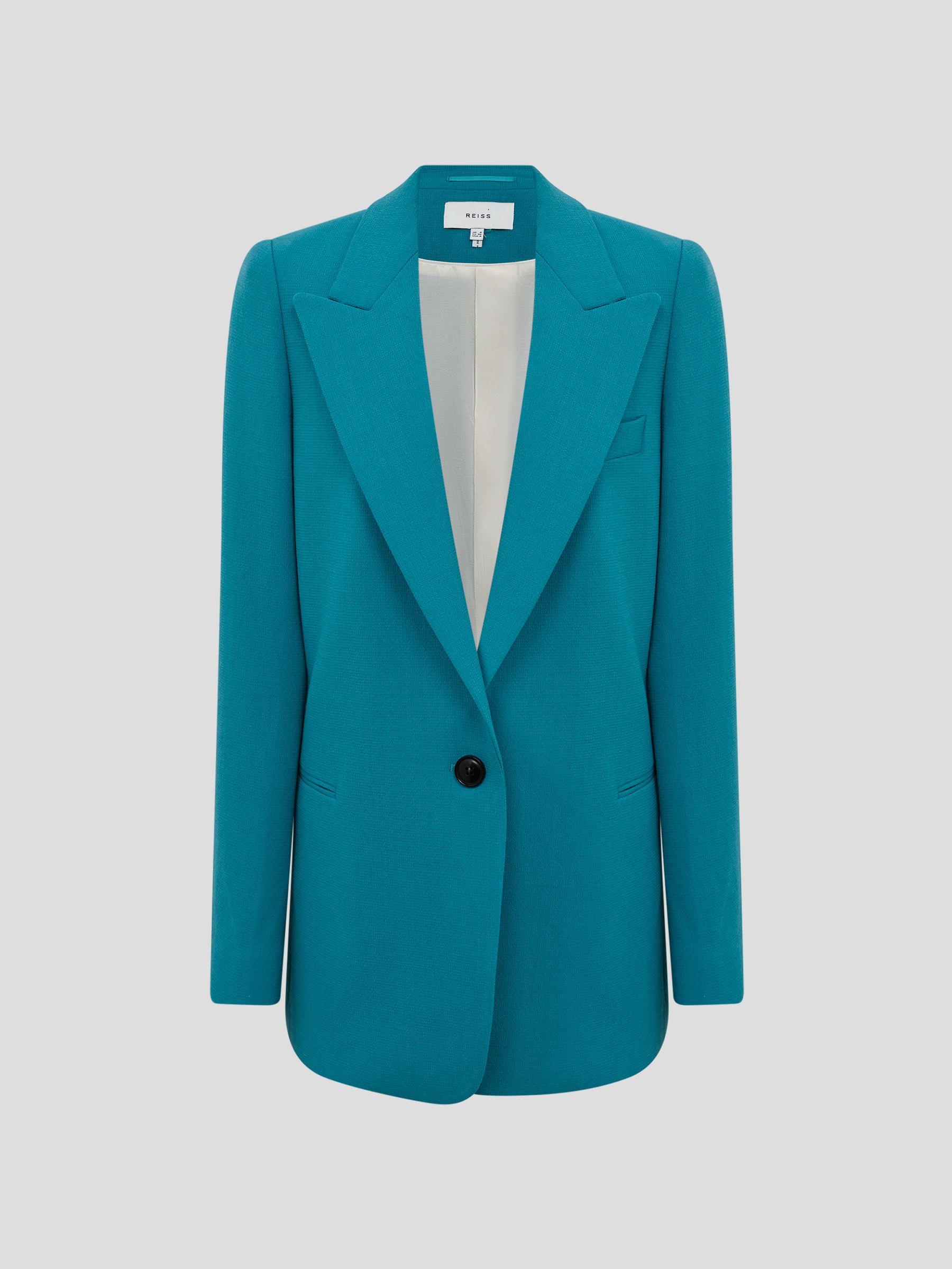 Slim Fit Single Breasted 100% Wool Blazer in Turquoise - Image 2 of 7 Slim Fit Single Breasted 100% Wool Blazer in Turquoise - Image 2 of 7