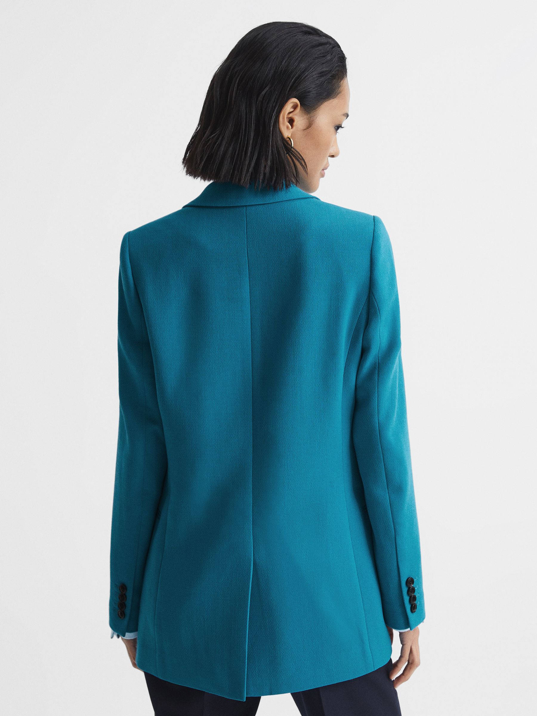 Slim Fit Single Breasted 100% Wool Blazer in Turquoise - Image 5 of 7