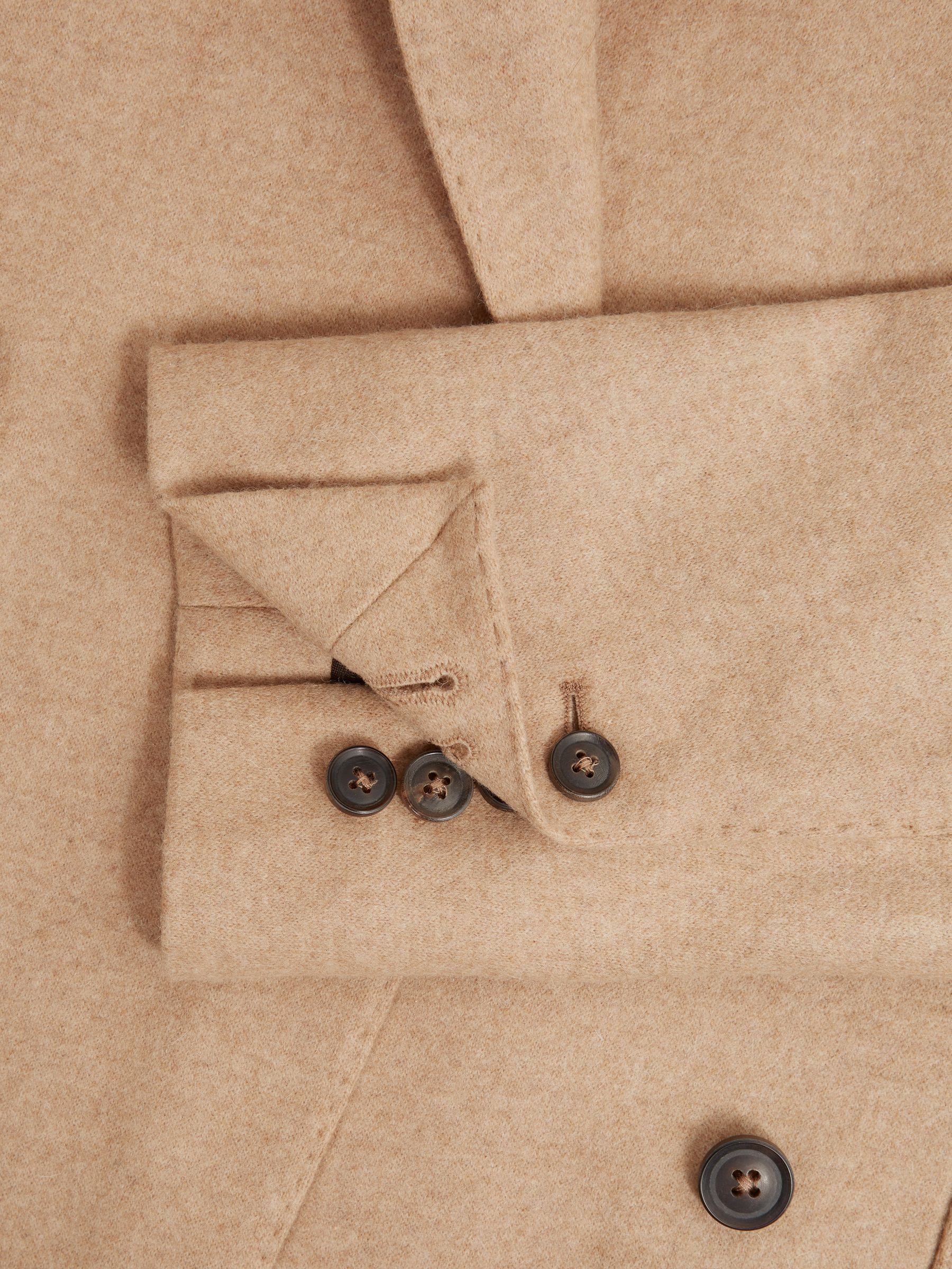 Double Breasted Slim Fit Textured Blazer in Camel - Image 7 of 8