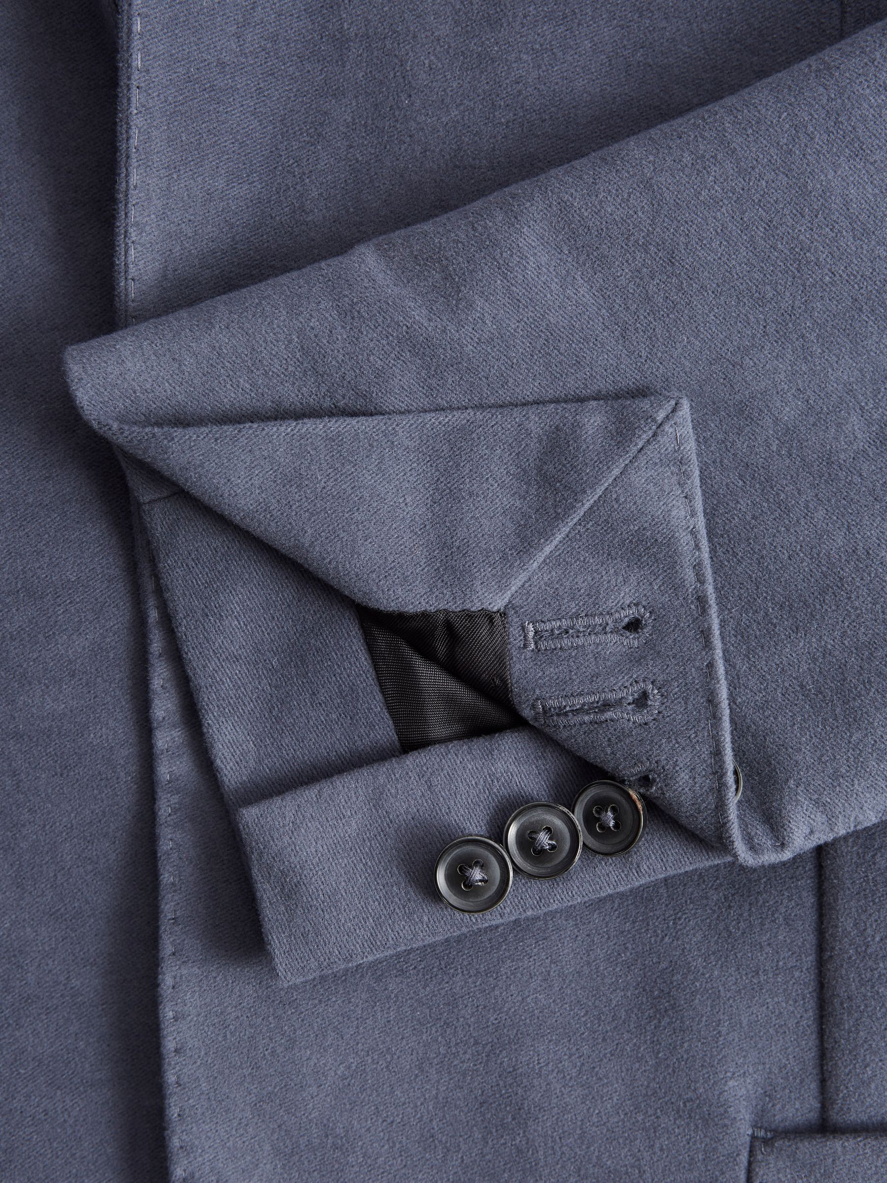 Single Breasted Slim Fit Moleskin Blazer in Airforce Blue - Image 7 of 8