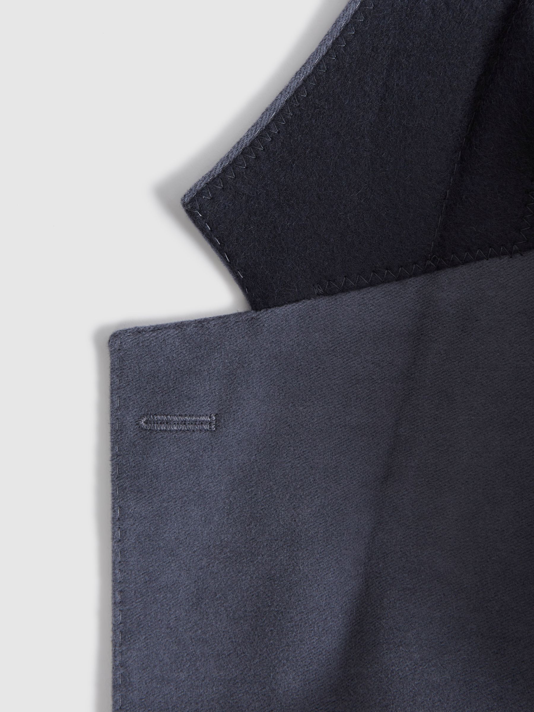 Single Breasted Slim Fit Moleskin Blazer in Airforce Blue - Image 8 of 8