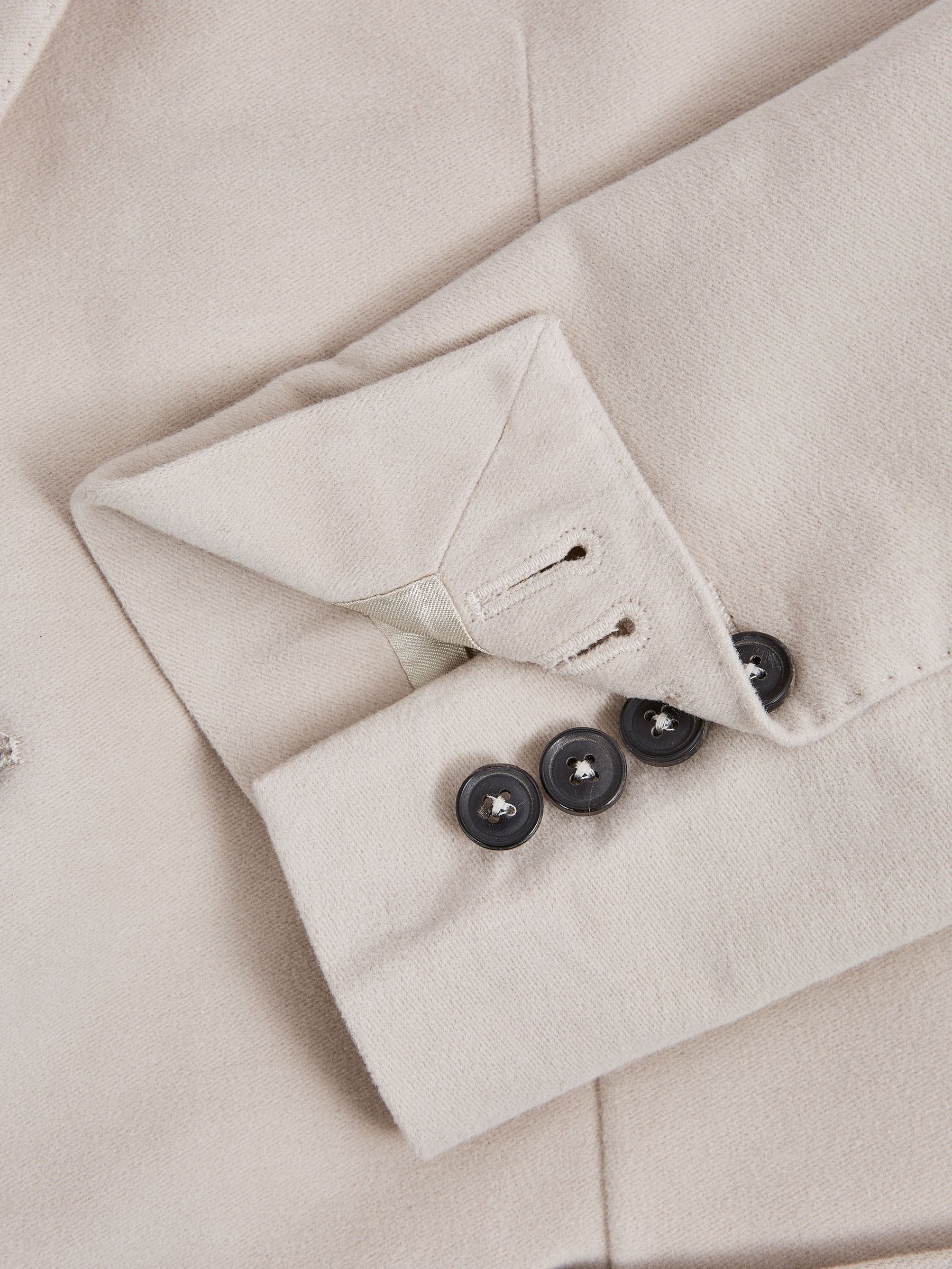 Single Breasted Slim Fit Moleskin Blazer in Stone - Image 8 of 9