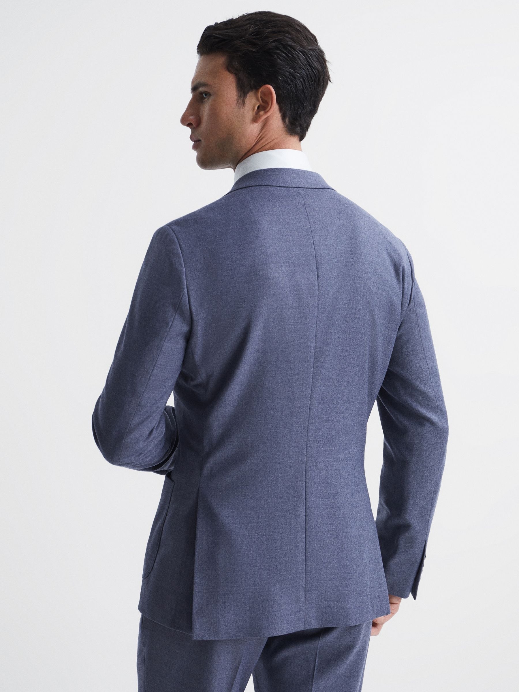Marquee Airforce Blue Double Breasted Wool Blend Slim Fit Blazer - Image 5 of 8