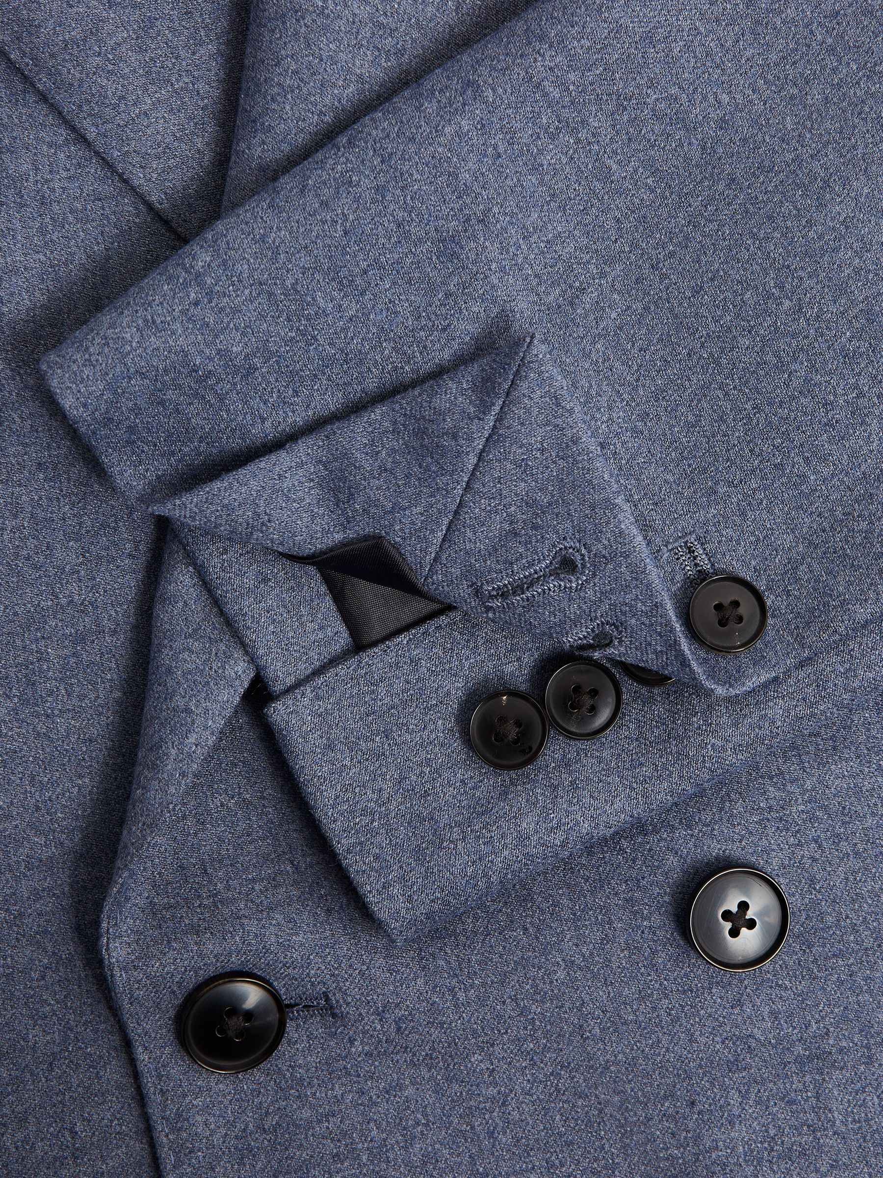 Marquee Airforce Blue Double Breasted Wool Blend Slim Fit Blazer - Image 7 of 8