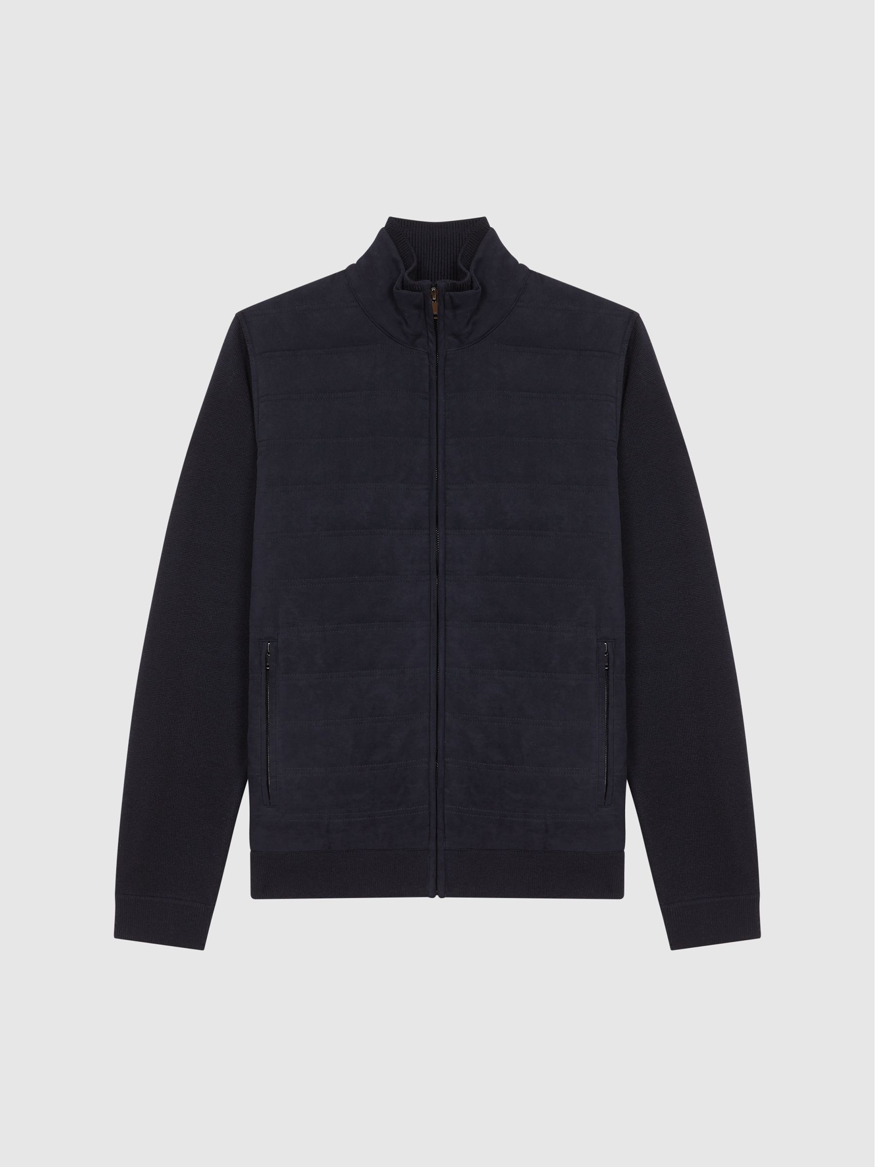Quilted Hybrid Jacket in Navy - Image 2 of 5
