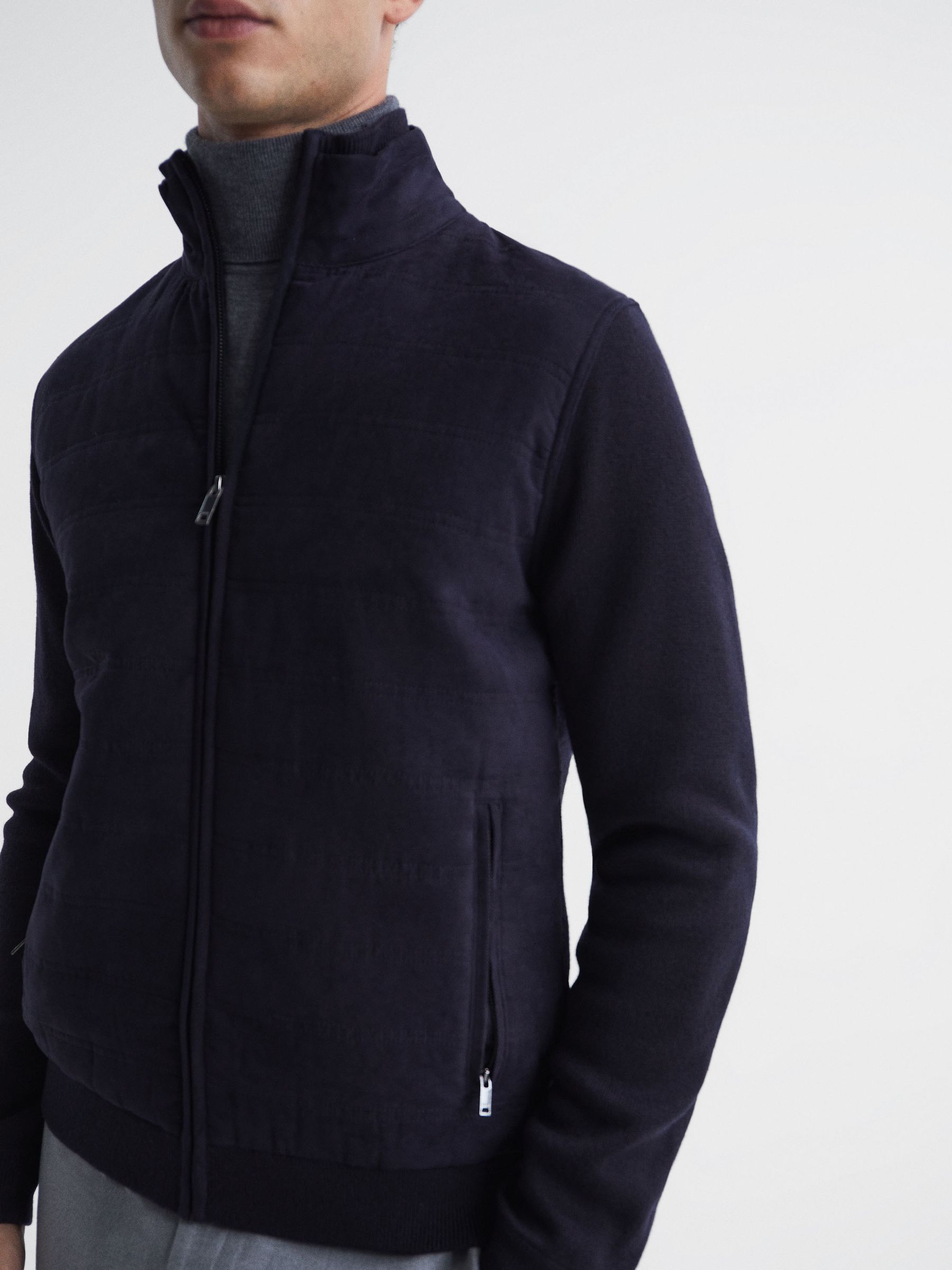 Quilted Hybrid Jacket in Navy - Image 4 of 5
