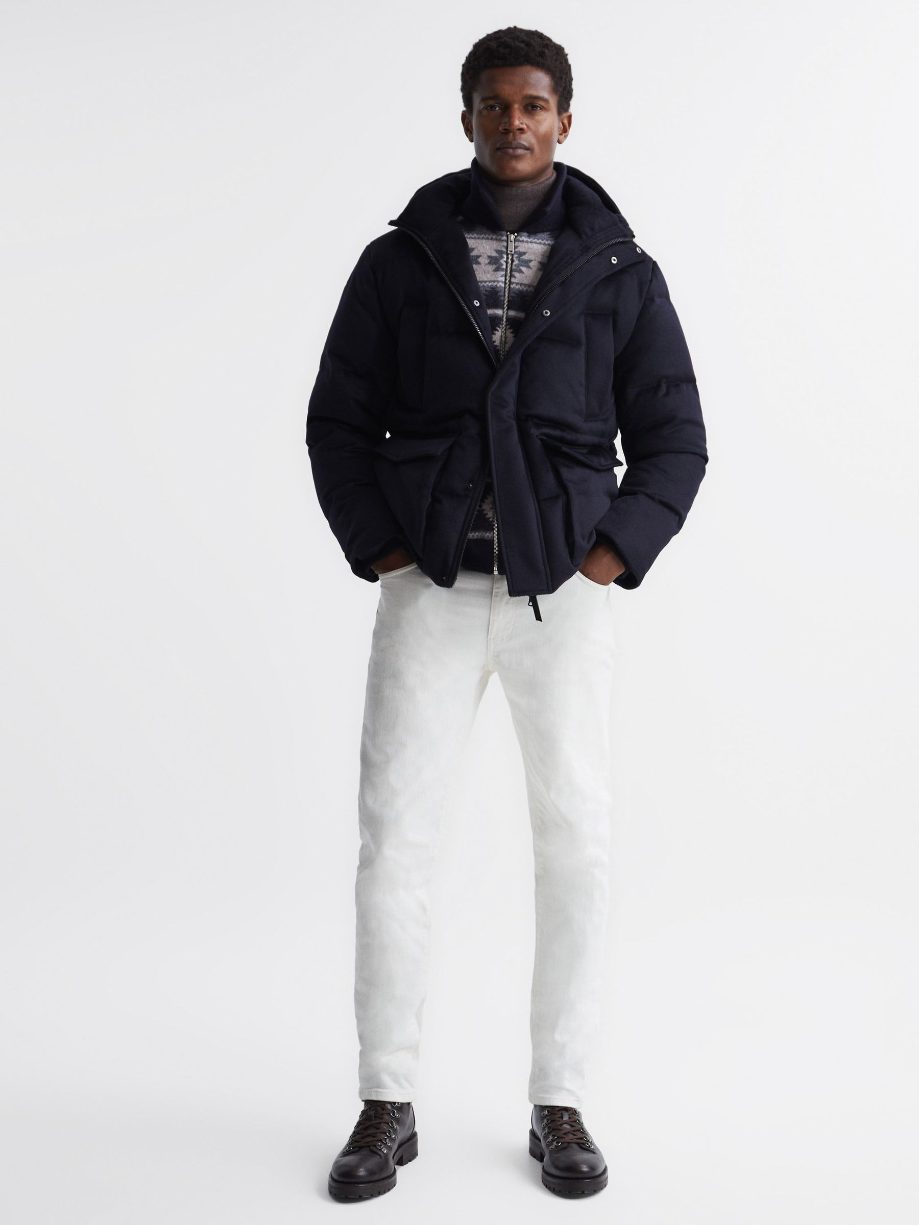 Navajo Print Zip-Through Jumper in Navy - Image 8 of 8