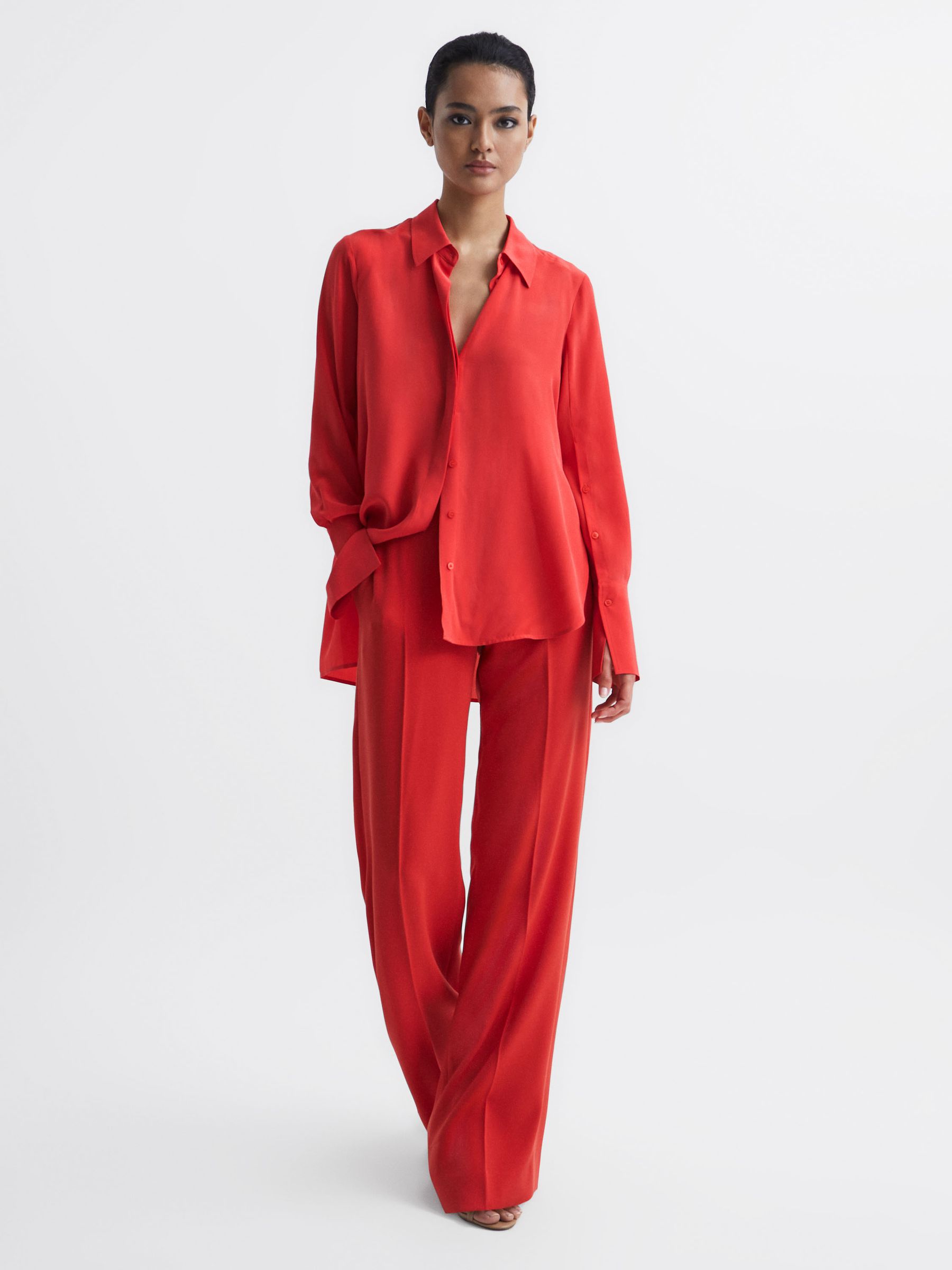 Silk Shirt in Coral - Image 3 of 8