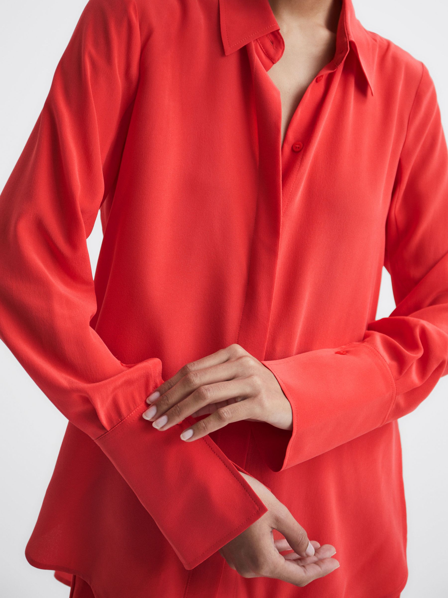 Silk Shirt in Coral - Image 4 of 8