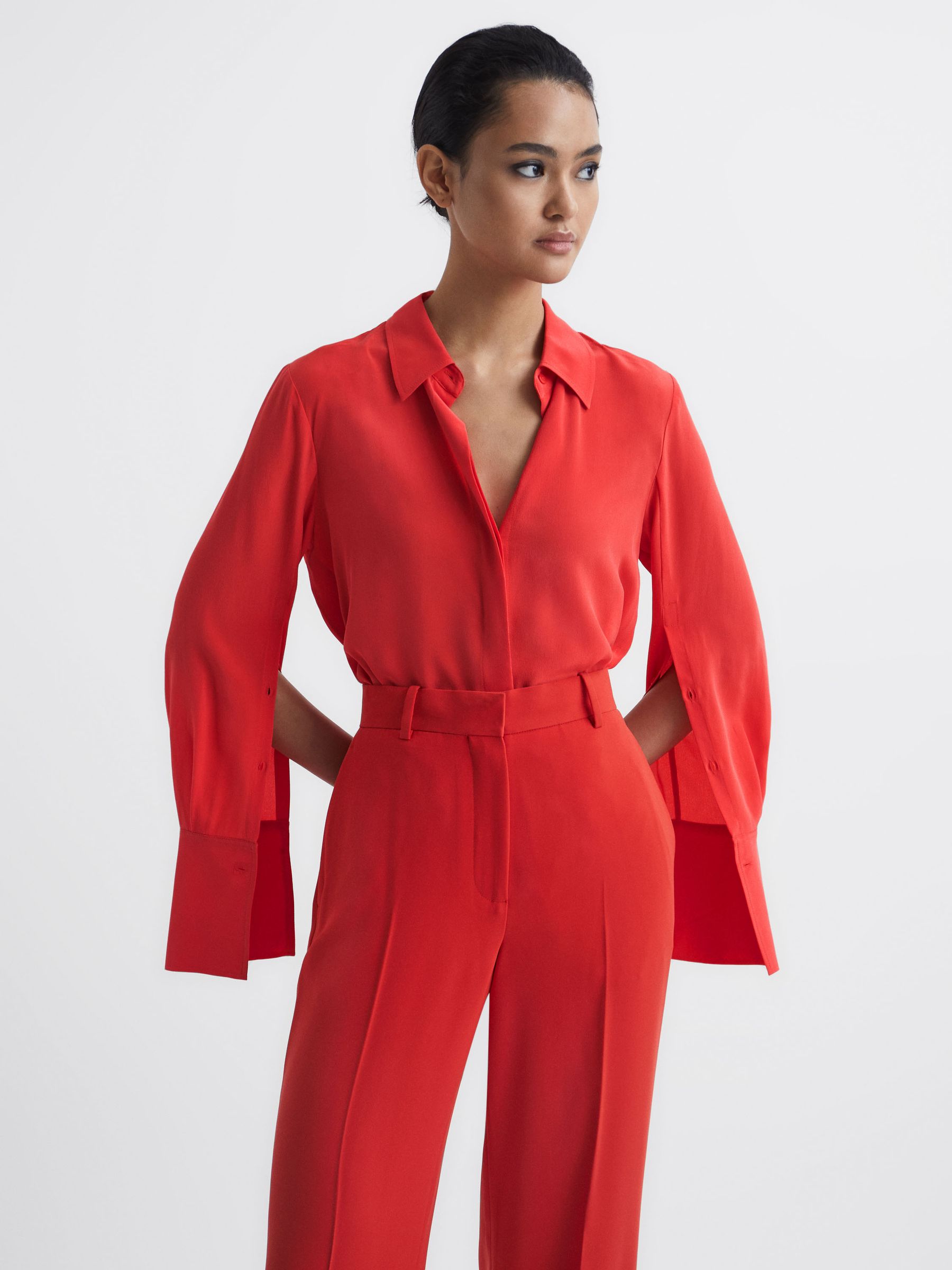 Silk Shirt in Coral - Image 8 of 8