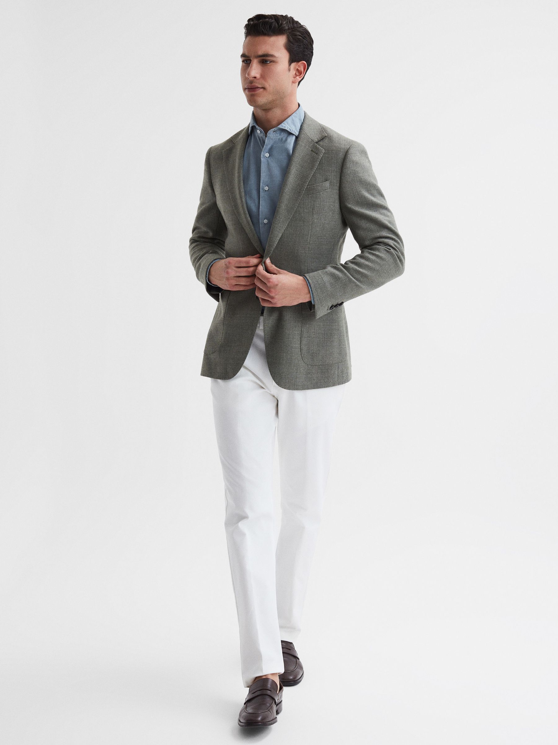 Washed Chambray Shirt in Blue - Image 6 of 6