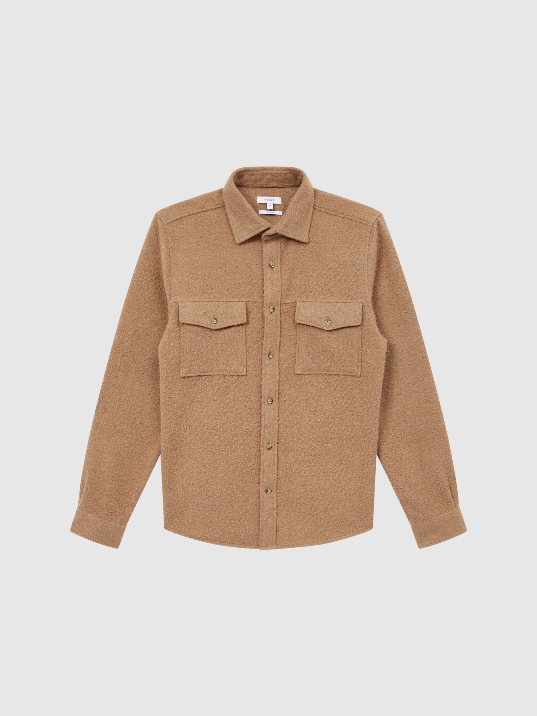 Casentino Twin Pocket Overshirt in Camel - Image 2 of 6
