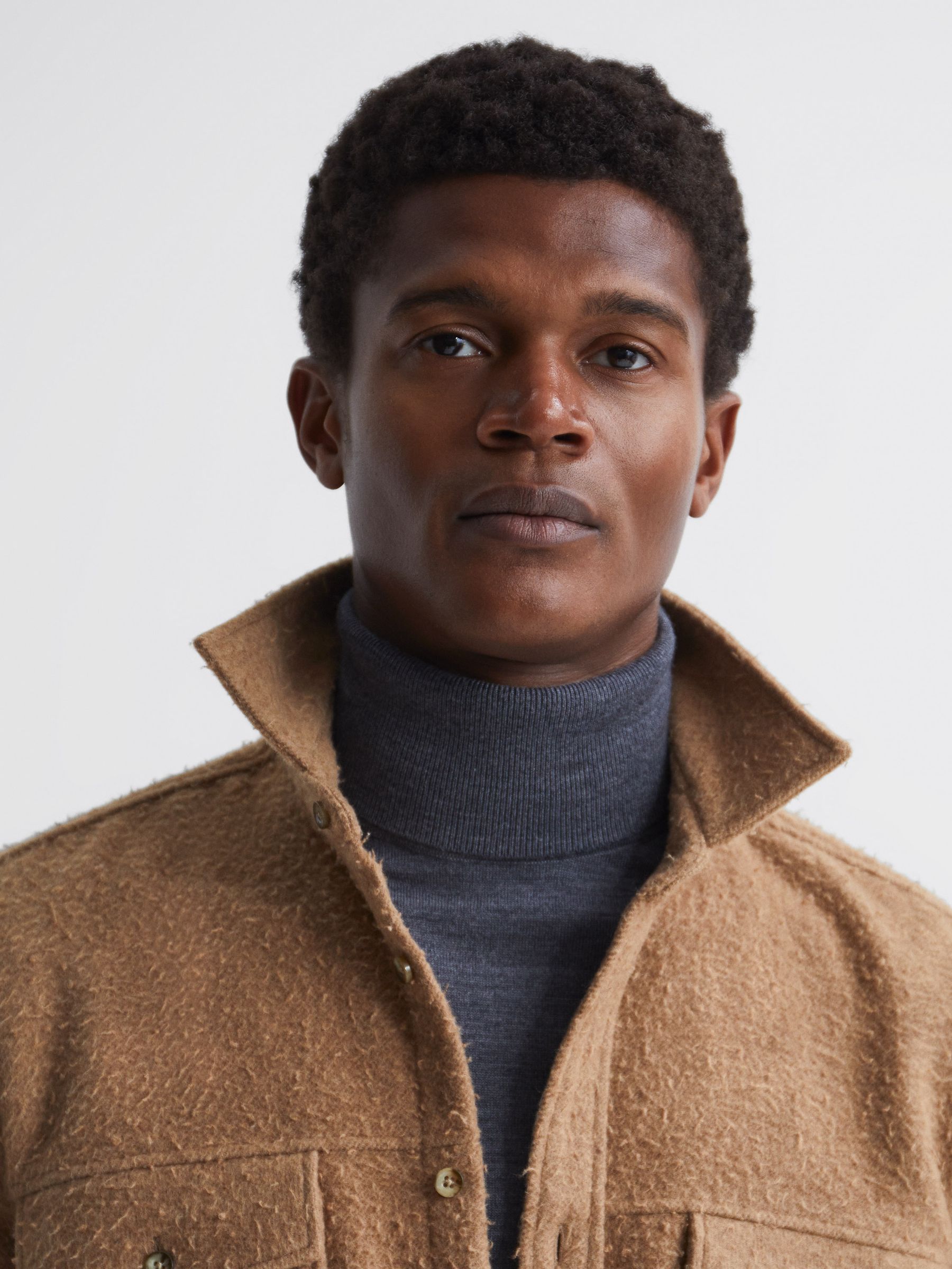 Casentino Twin Pocket Overshirt in Camel - Image 4 of 6