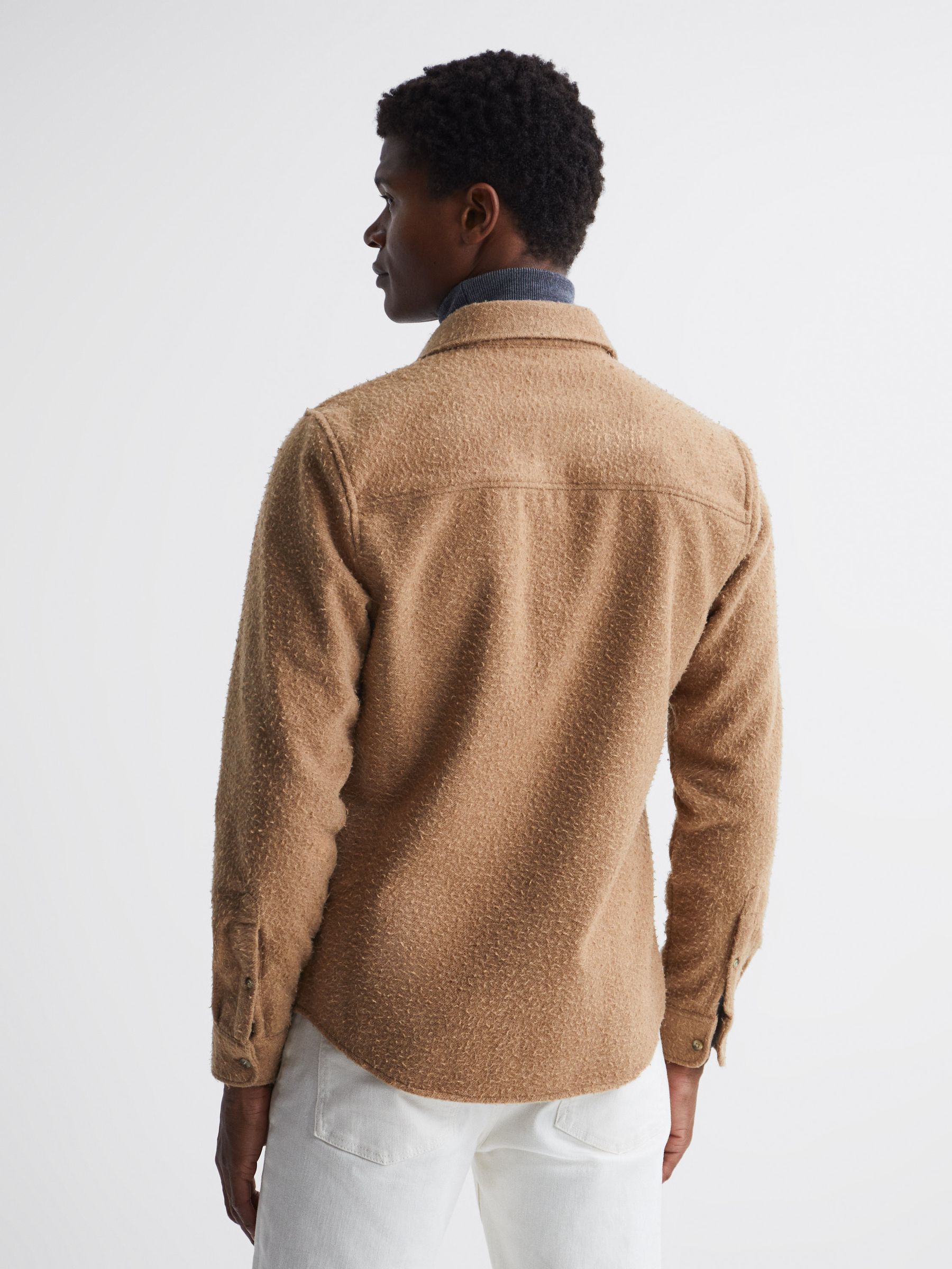 Casentino Twin Pocket Overshirt in Camel - Image 5 of 6