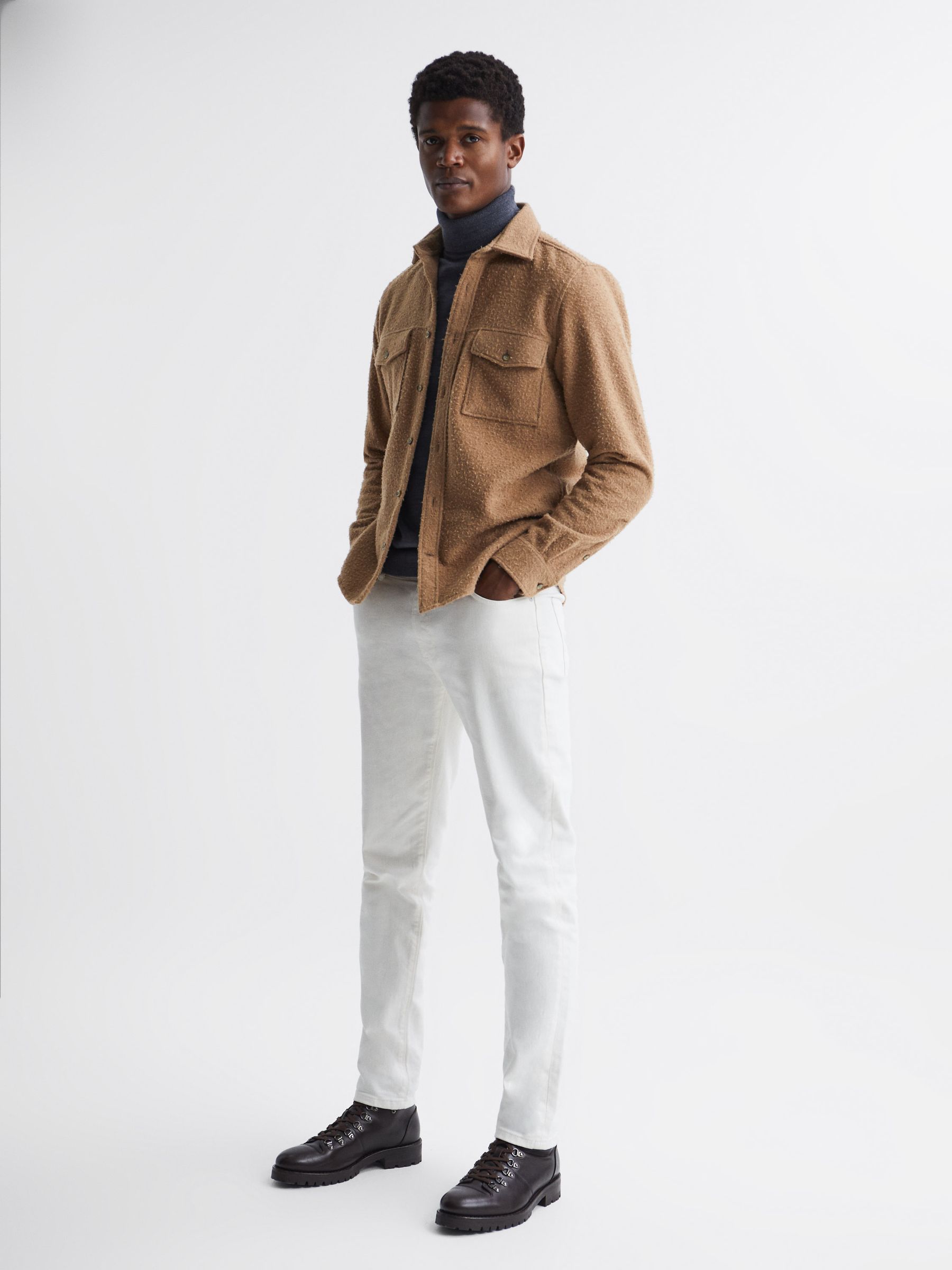 Casentino Twin Pocket Overshirt in Camel - Image 6 of 6