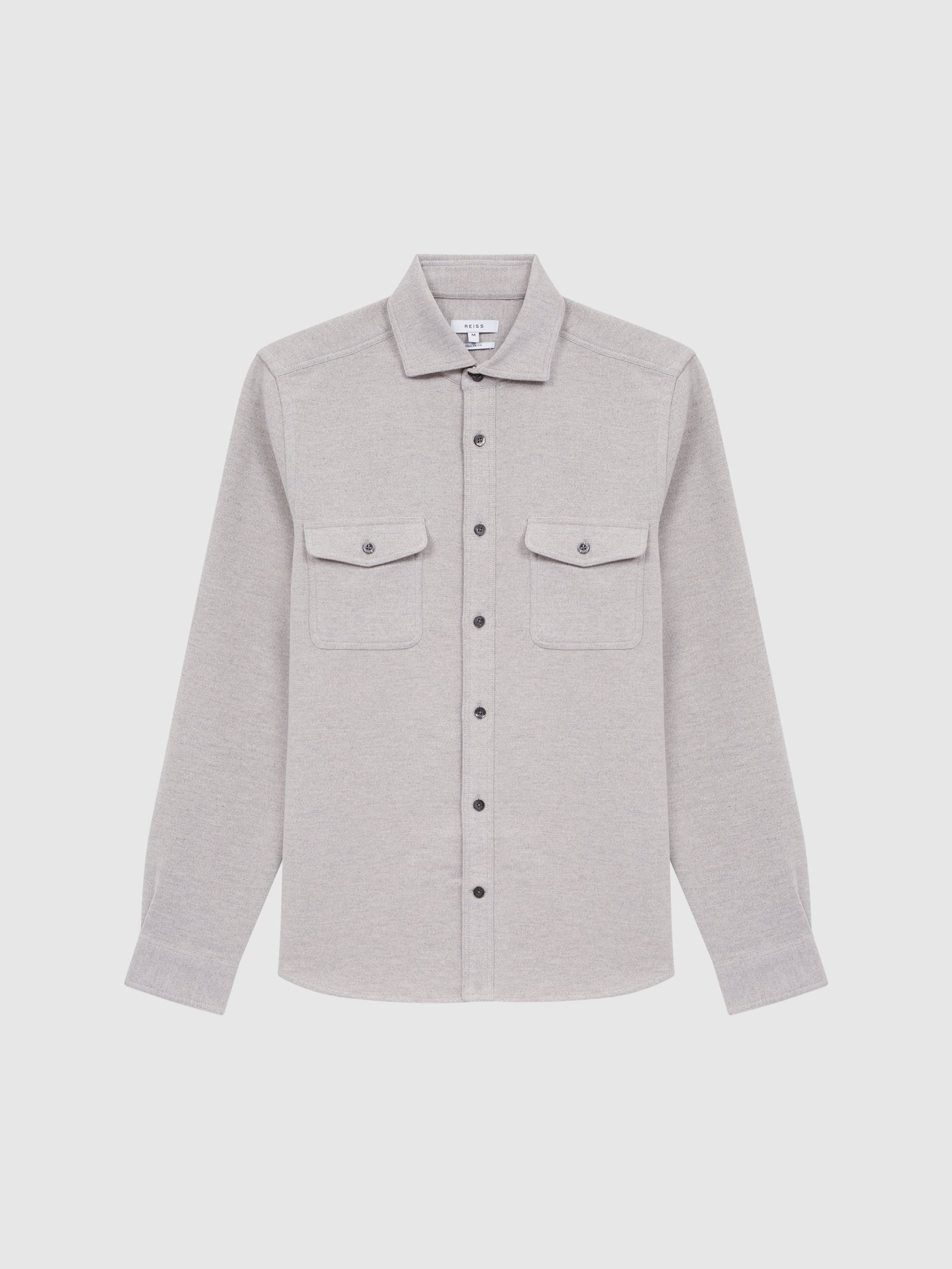 Miami Twin Pocket Overshirt in Oatmeal Melange - Image 2 of 6