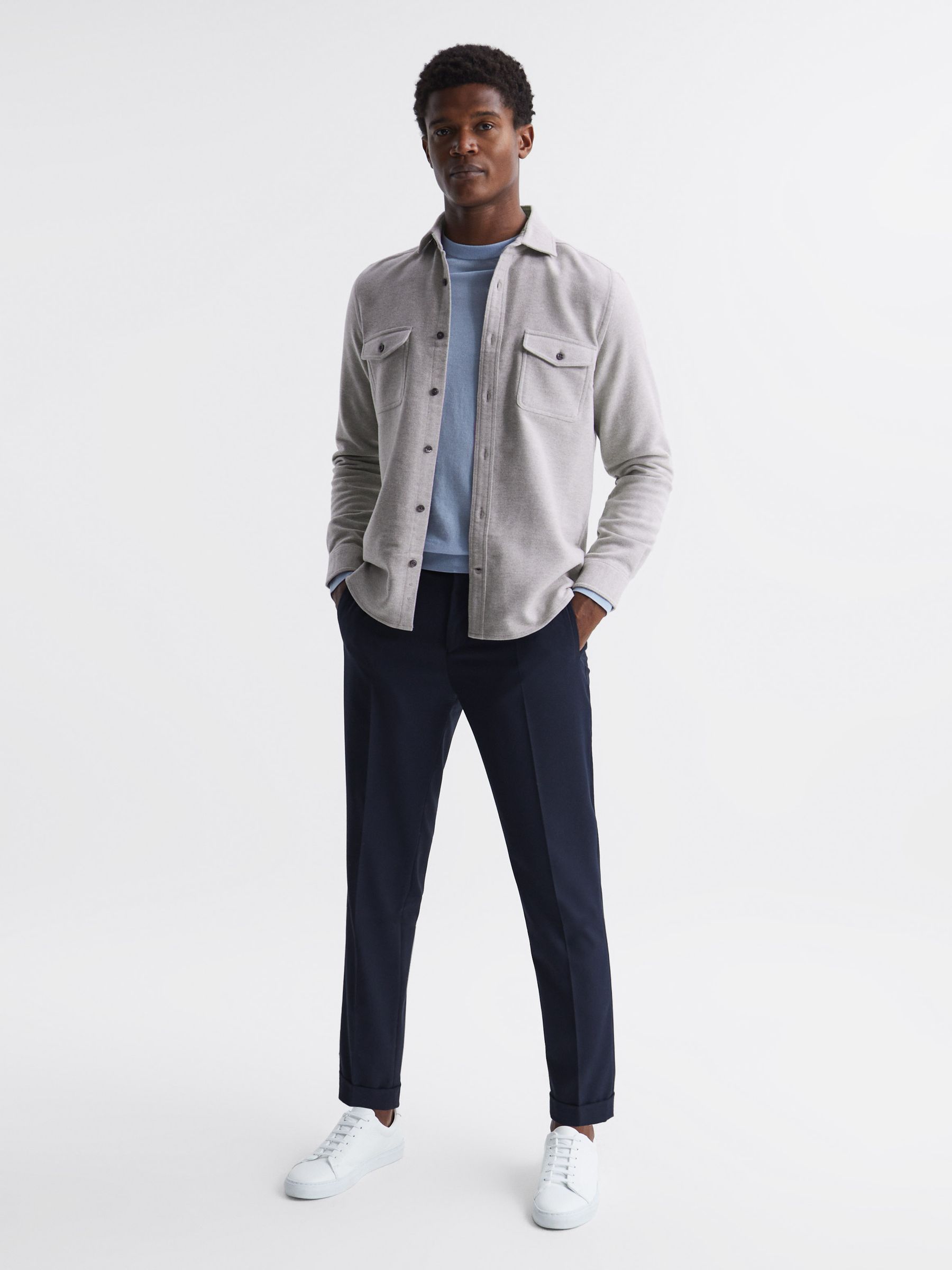 Miami Twin Pocket Overshirt in Oatmeal Melange - Image 3 of 6