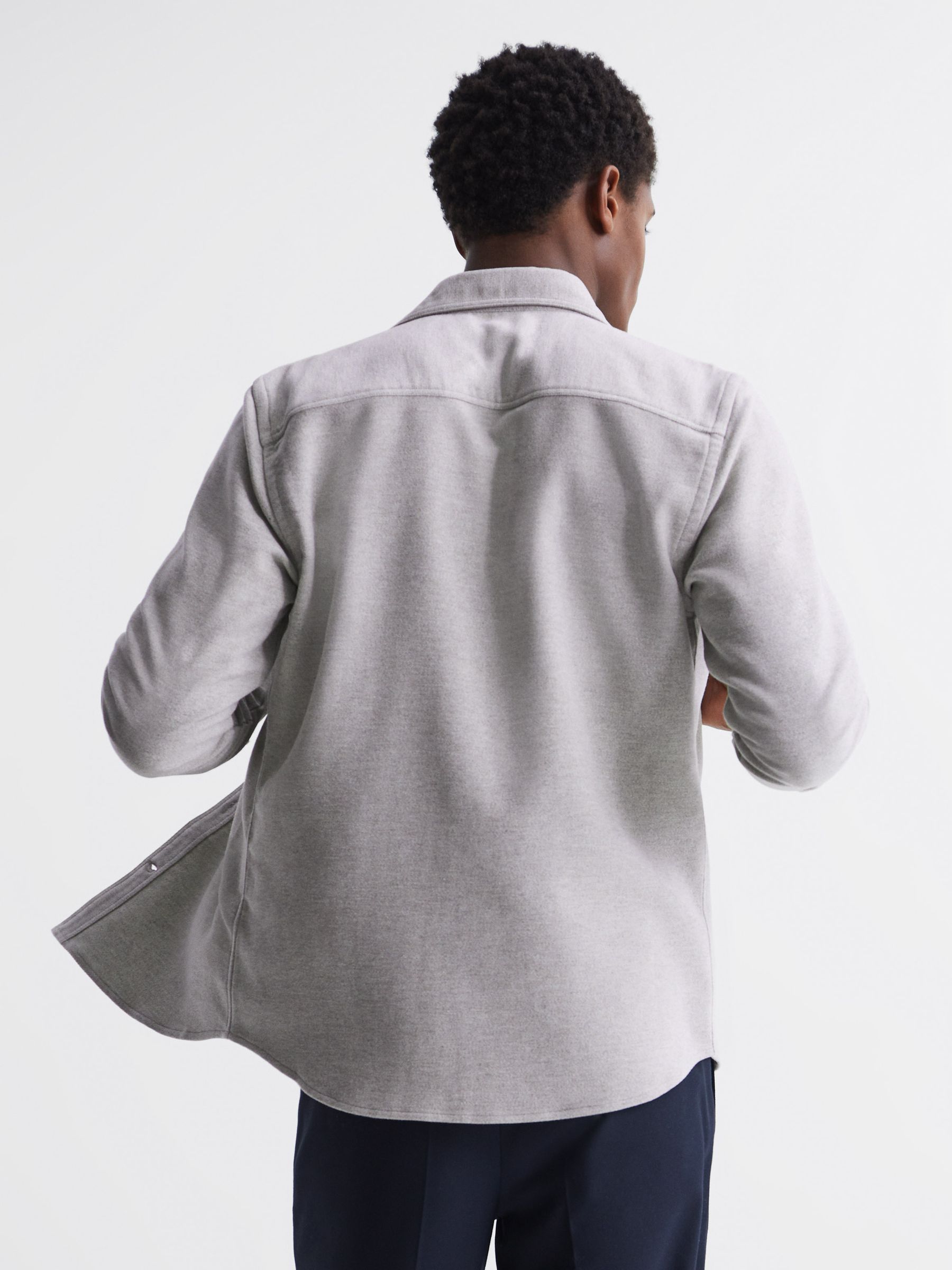 Miami Twin Pocket Overshirt in Oatmeal Melange - Image 5 of 6