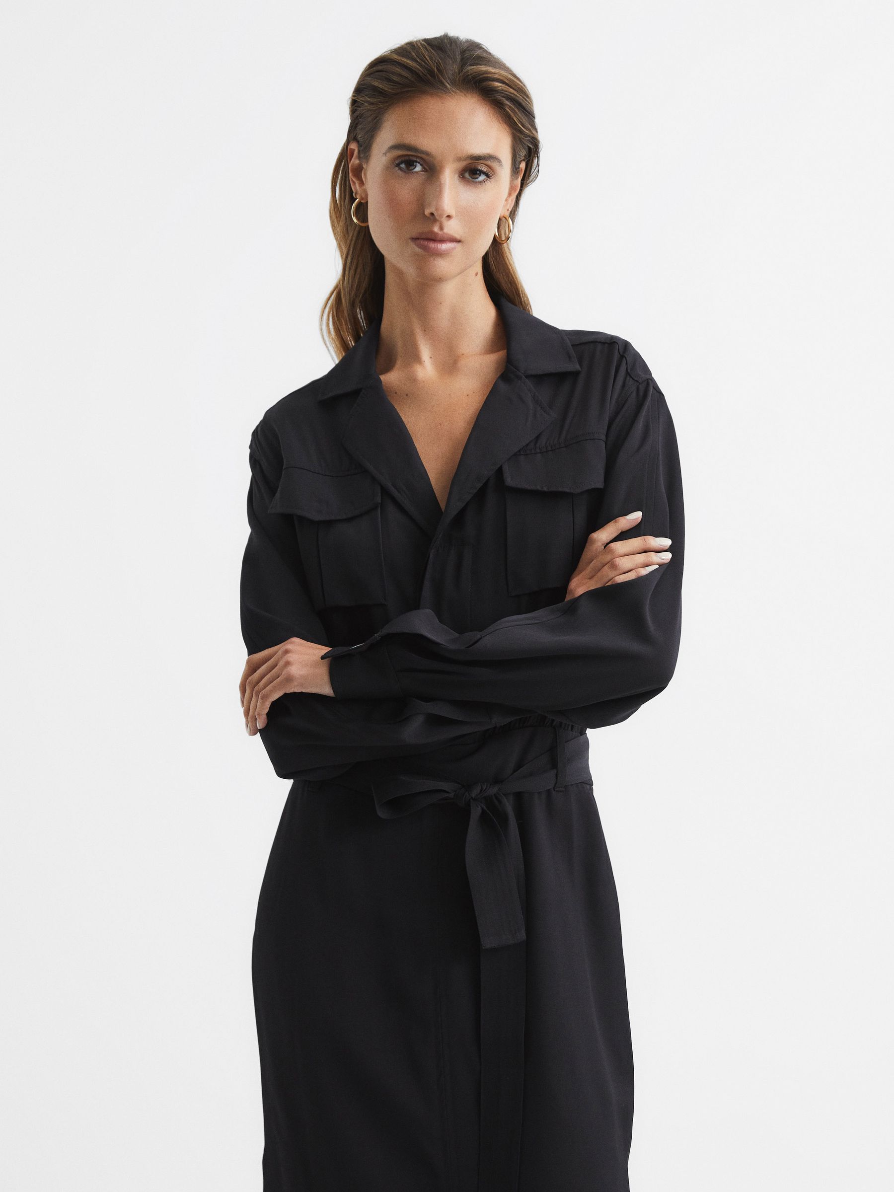 Safari Midi Dress in Black - Image 3 of 7