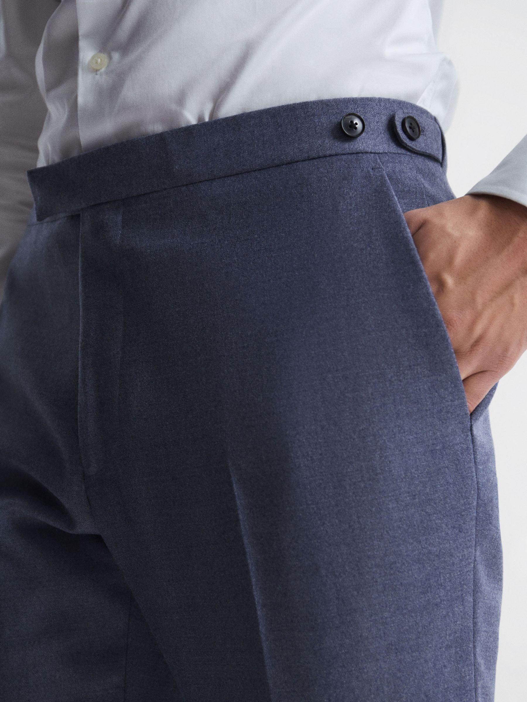 Slim Fit Wool Blend Mixer Trousers in Airforce Blue - Image 4 of 5