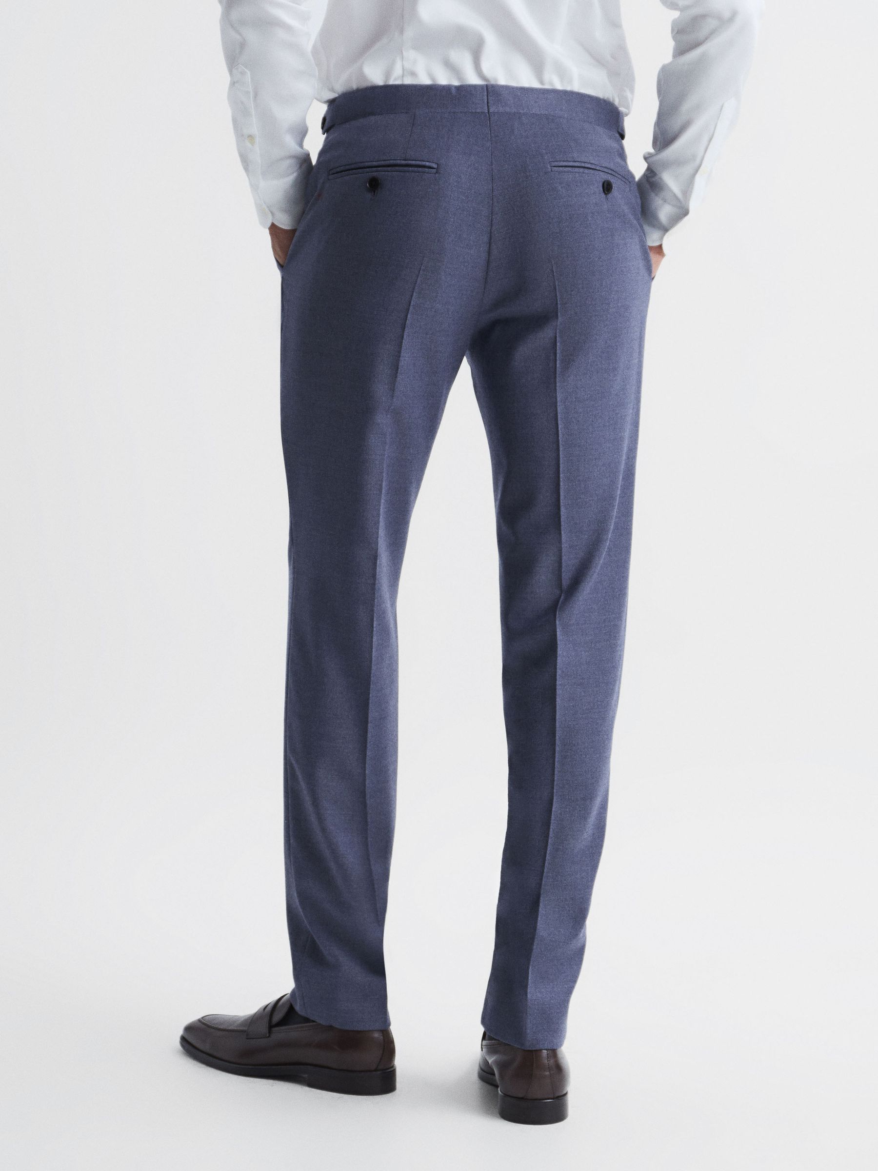 Slim Fit Wool Blend Mixer Trousers in Airforce Blue - Image 5 of 5