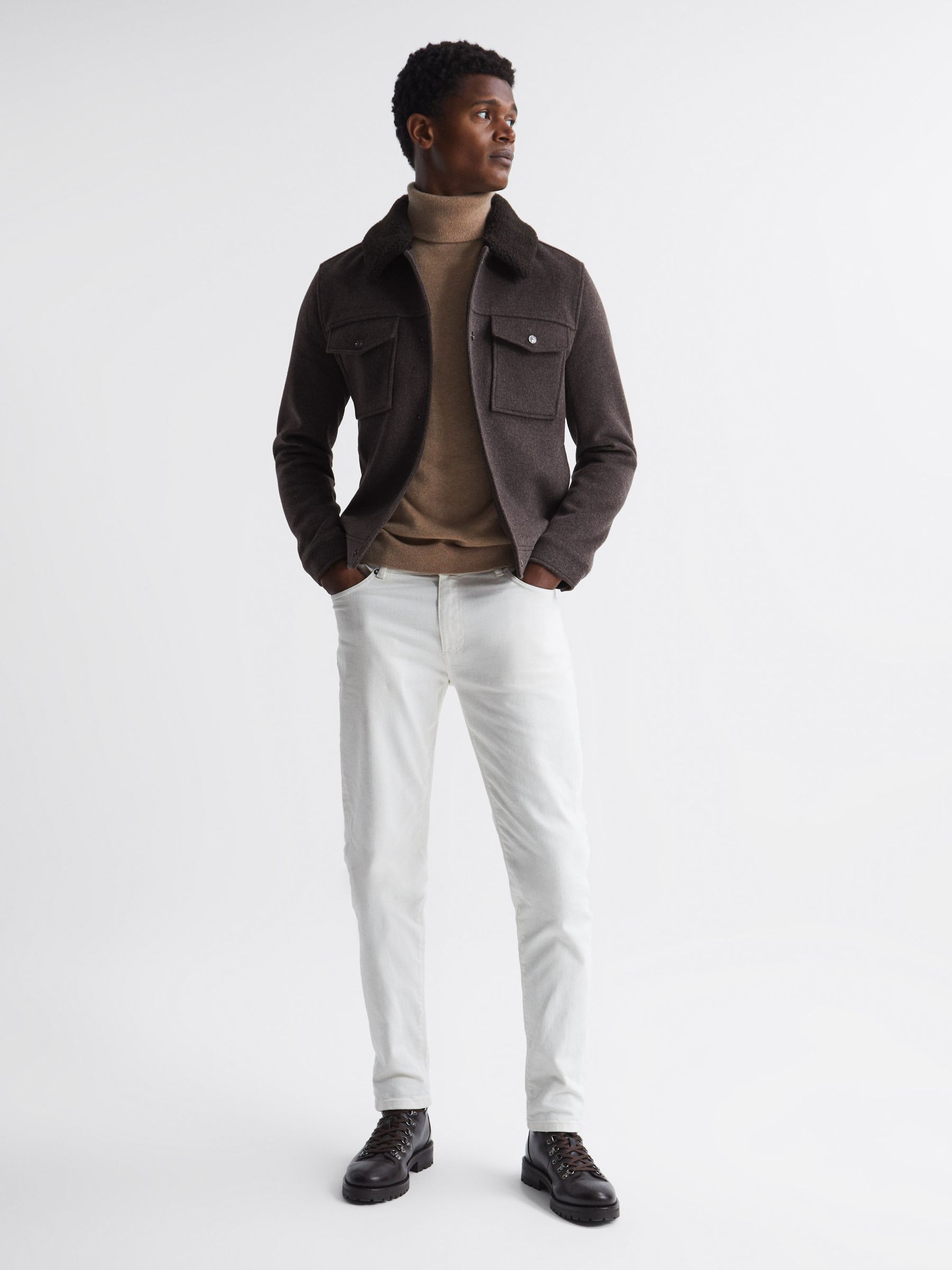 Wool Blend Blouson Jacket in Mouse Melange - Image 3 of 5