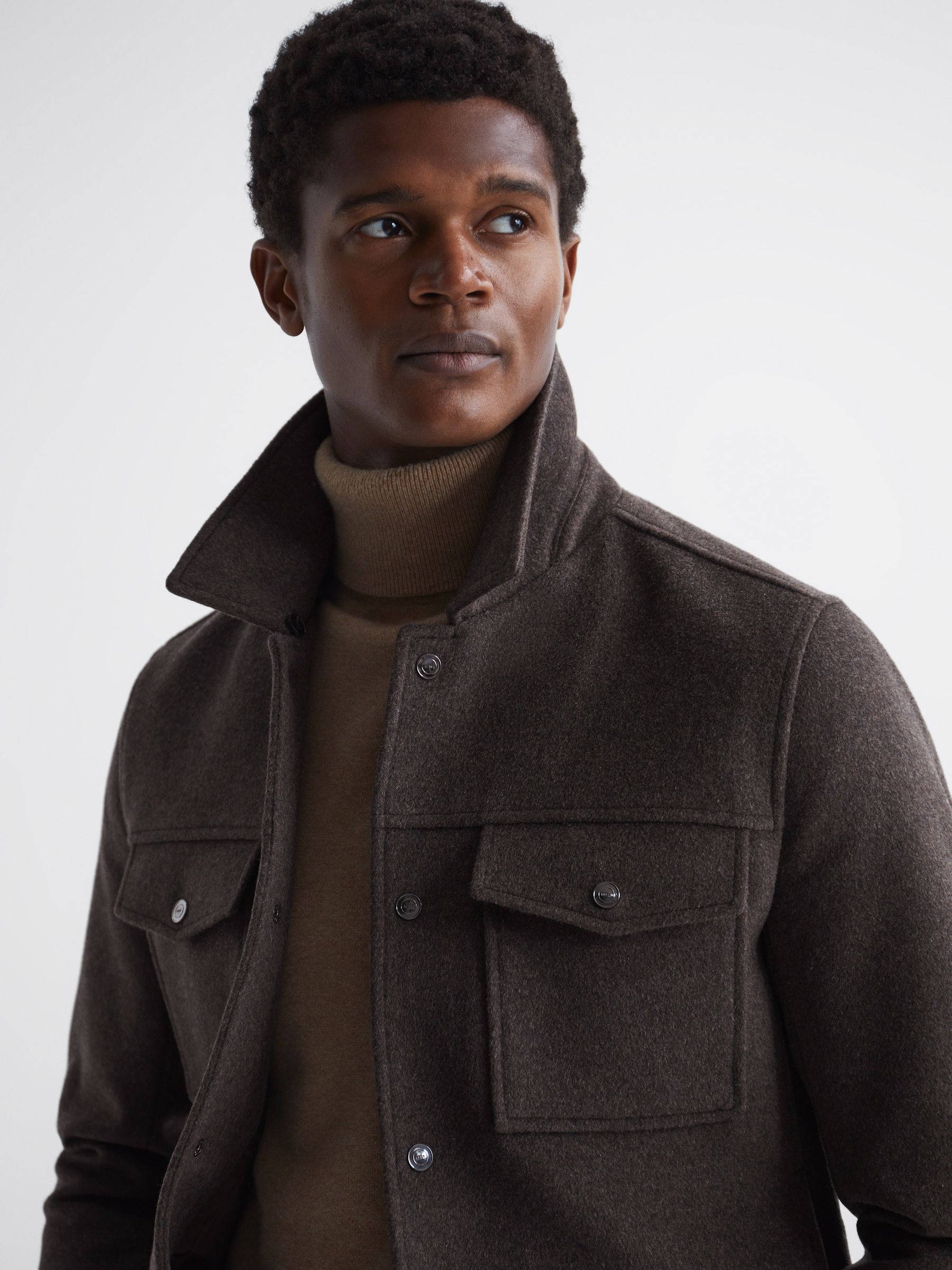 Wool Blend Blouson Jacket in Mouse Melange - Image 4 of 5