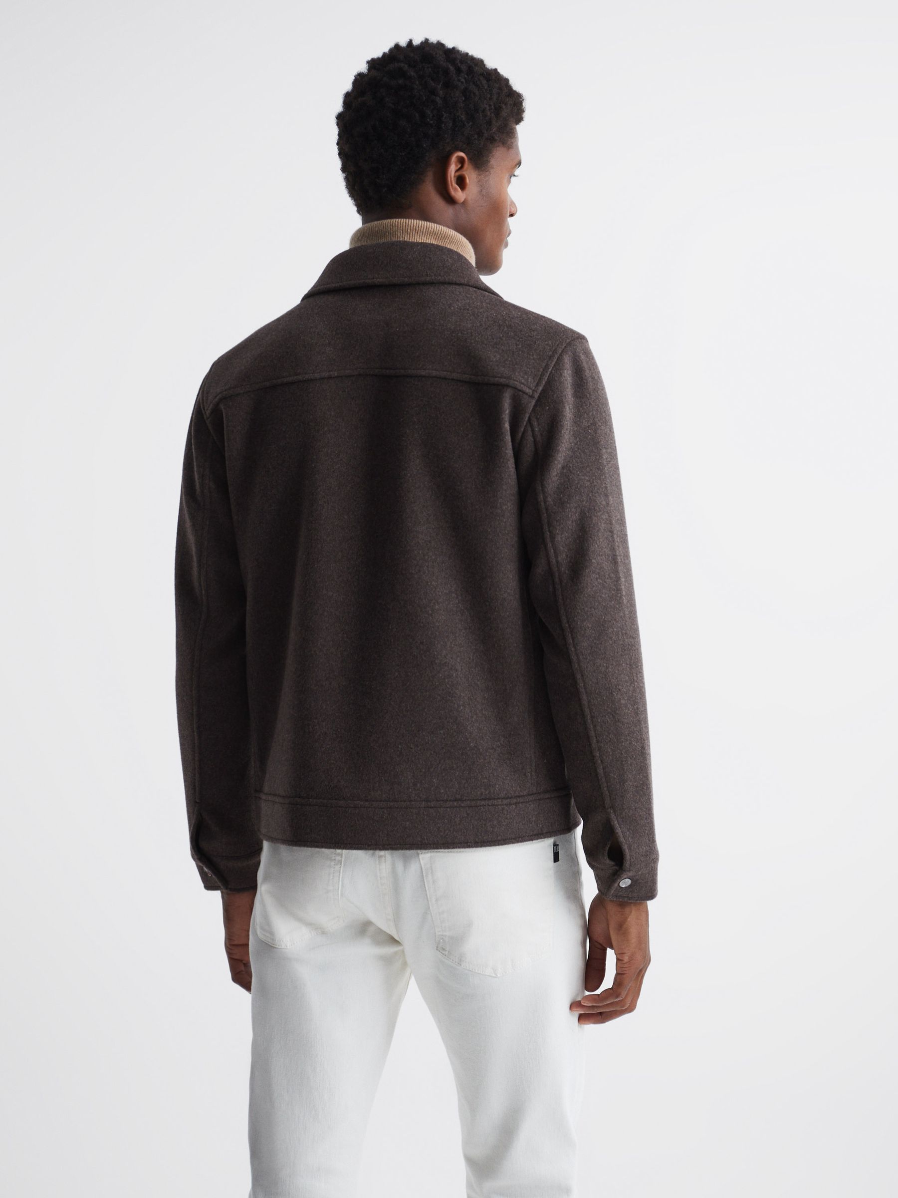 Wool Blend Blouson Jacket in Mouse Melange - Image 5 of 5