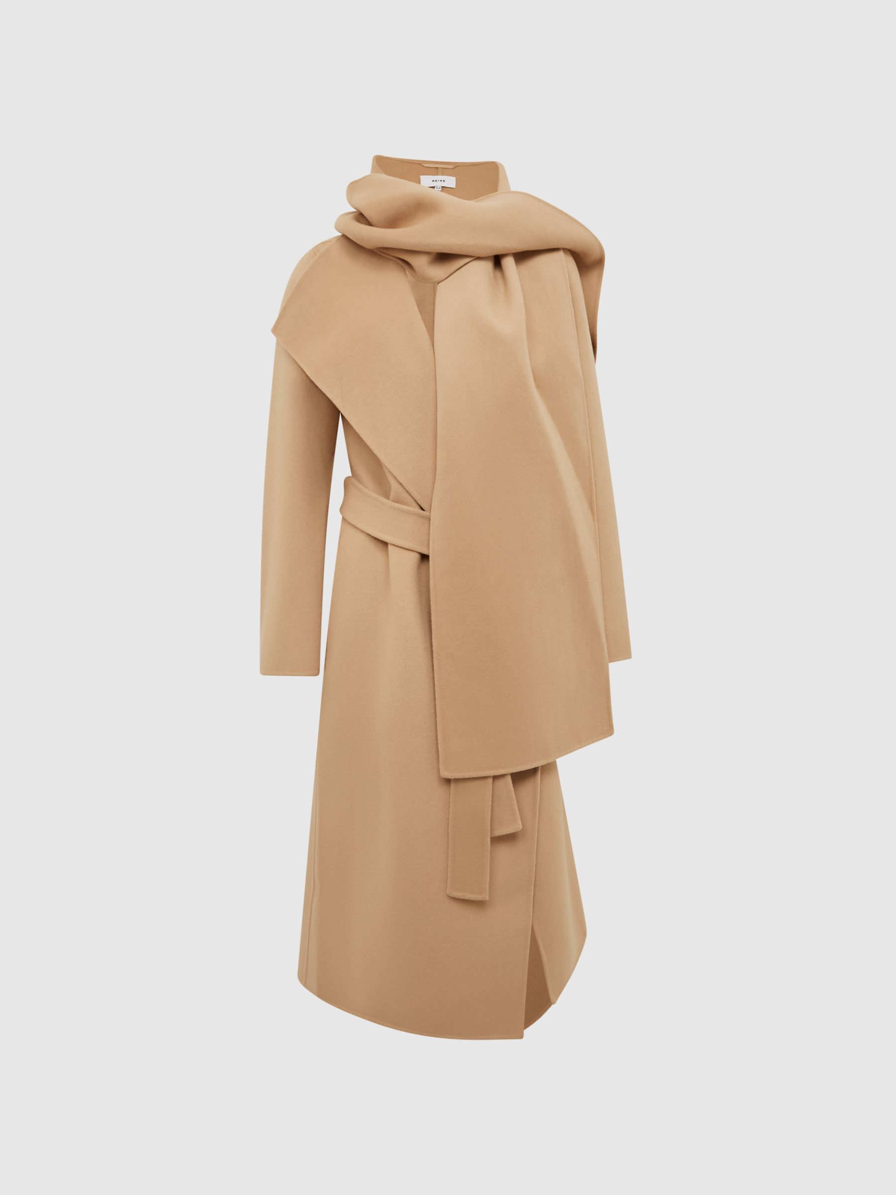 Wool Scarf Blindseam Longline Coat in Buttermilk - Image 2 of 8