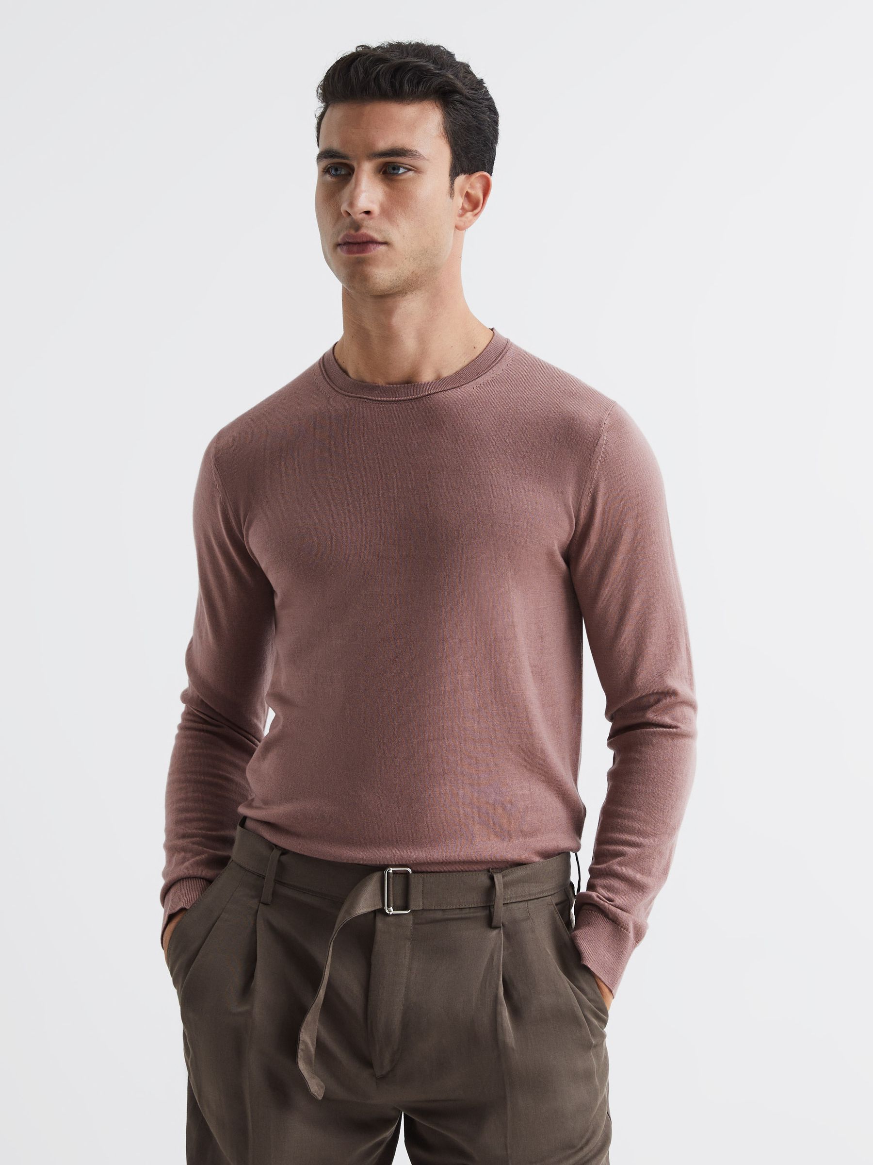 Merino Wool Jumper in Woodrose - Image 1 of 6