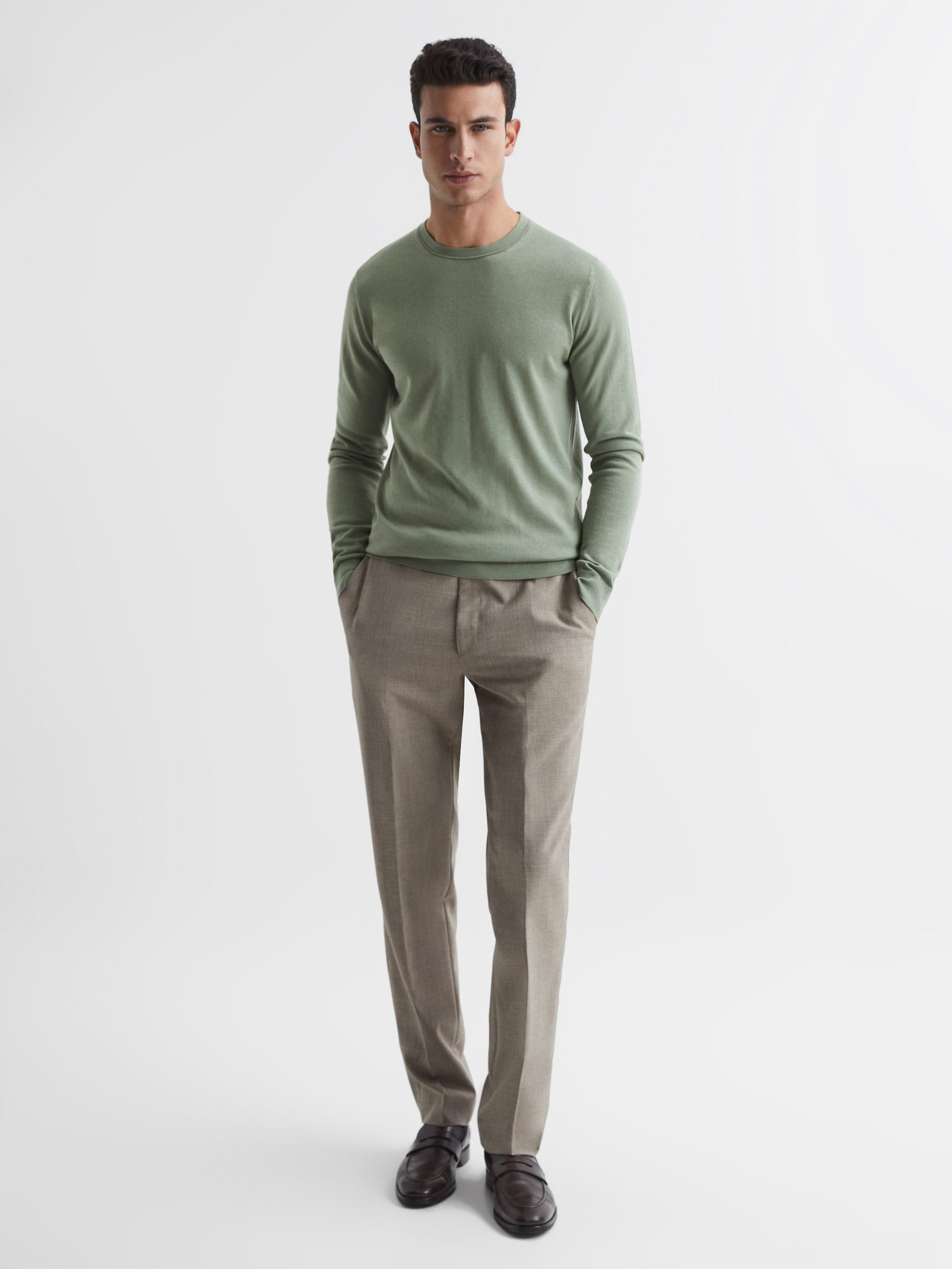 Merino Wool Jumper in Kale - Image 3 of 7