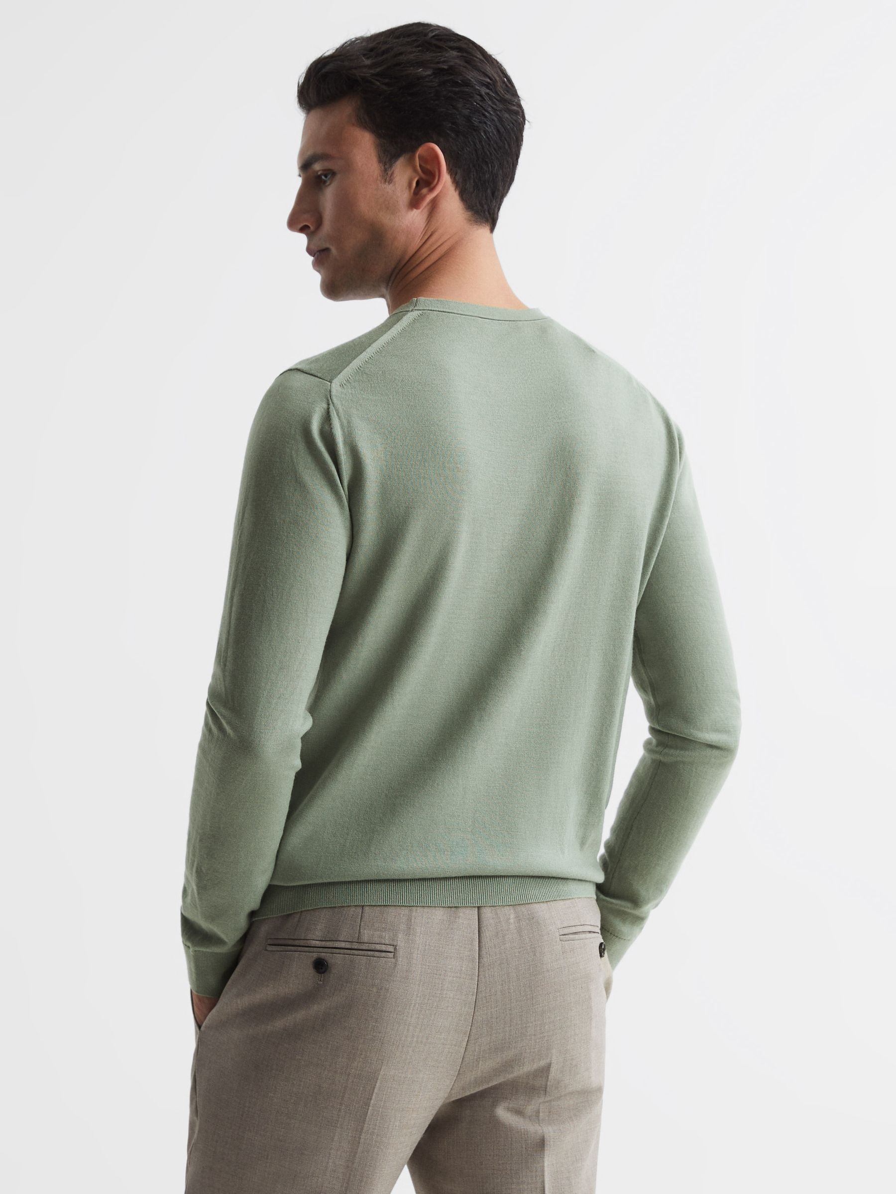 Merino Wool Jumper in Kale - Image 5 of 7