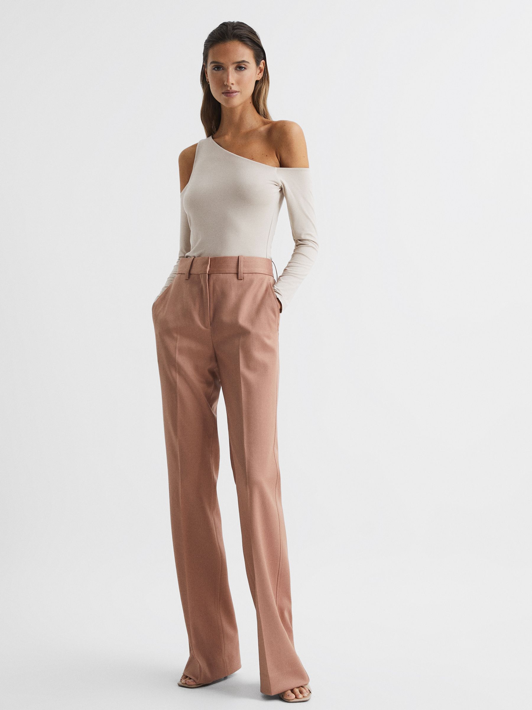 Asymmetric Off Shoulder Top in Champagne - Image 3 of 6