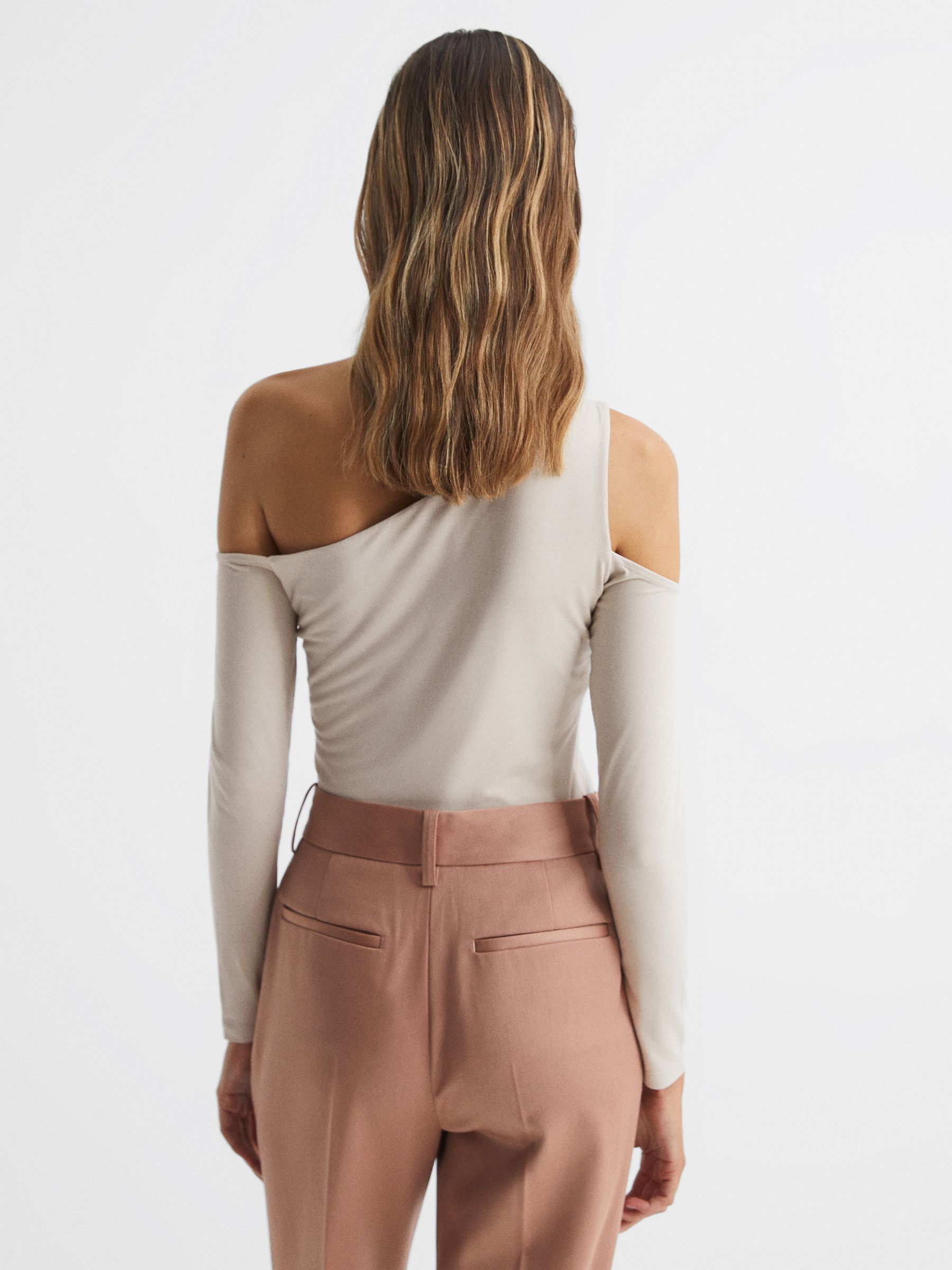 Asymmetric Off Shoulder Top in Champagne - Image 5 of 6