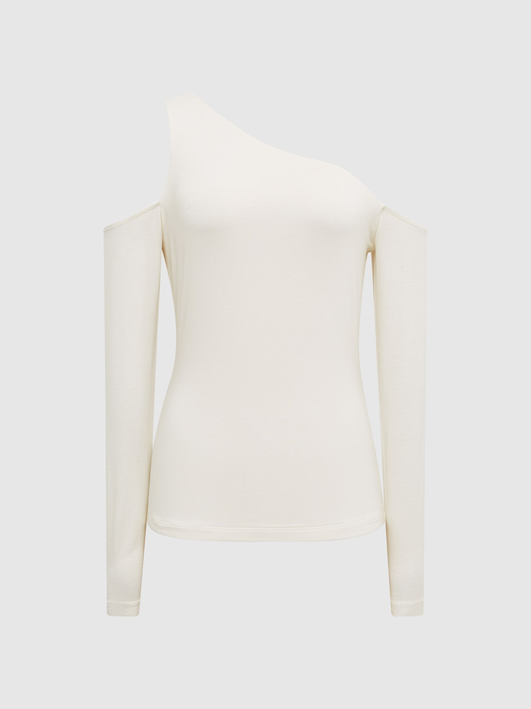 Asymmetric Off Shoulder Top in Cream - Image 2 of 6 Asymmetric Off Shoulder Top in Cream - Image 2 of 6